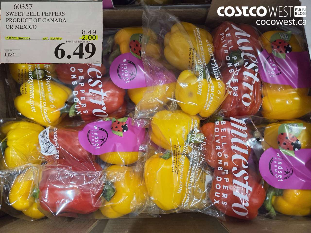 60357 SWEET BELL PEPPERS PRODUCT OF CANADA OR MEXICO ($2.00 INSTANT SAVINGS EXPIRES ON 2026-05-24) $6.49