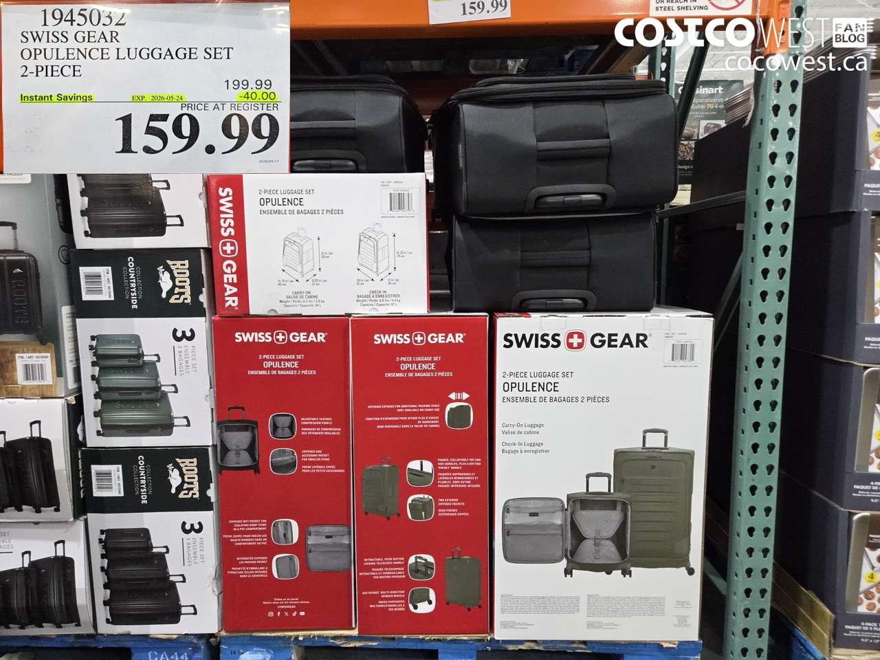 1945032 SWISS GEAR OPULENCE LUGGAGE SET 2-PIECE ($40.00 INSTANT SAVINGS EXPIRES ON 2026-05-24) $159.99