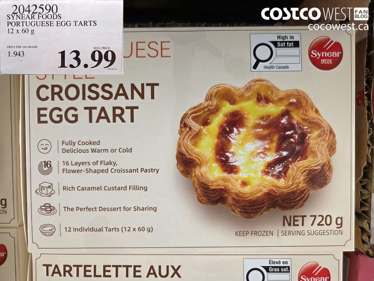 2042590 SYNEAR FOODS PORTUGUESE EGG TARTS 12 X 60 G $13.99