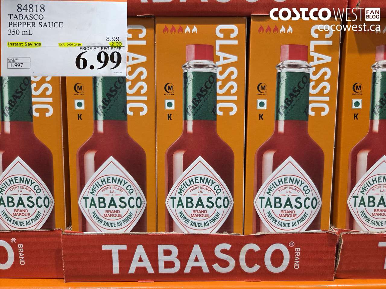 84818 TABASCO PEPPER SAUCE 350 ML ($2.00 INSTANT SAVINGS EXPIRES ON 2026-05-10) $6.99