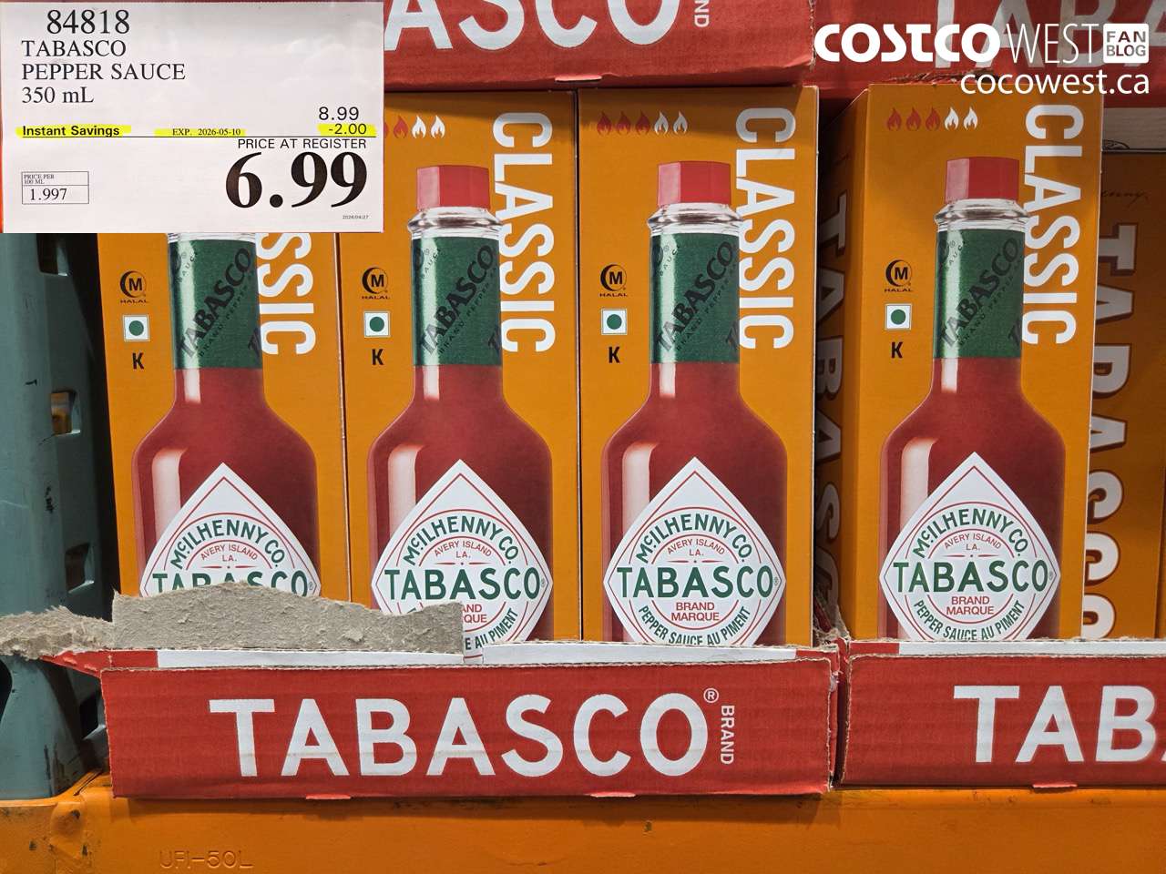 84818 TABASCO PEPPER SAUCE 350 ML ($2.00 INSTANT SAVINGS EXPIRES ON 2026-05-10) $6.99