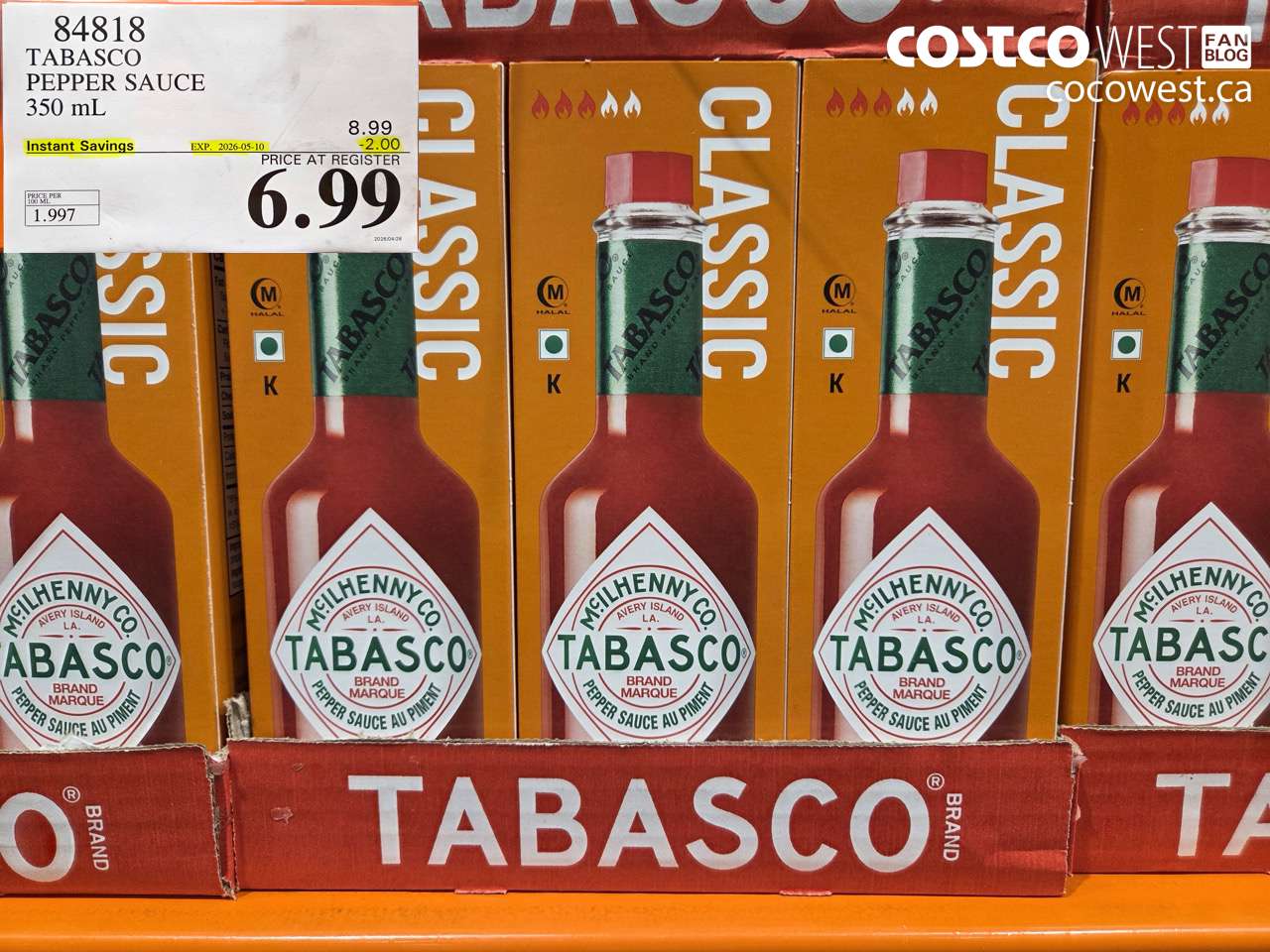 84818 TABASCO PEPPER SAUCE 350 ML ($2.00 INSTANT SAVINGS EXPIRES ON 2026-05-10) $6.99
