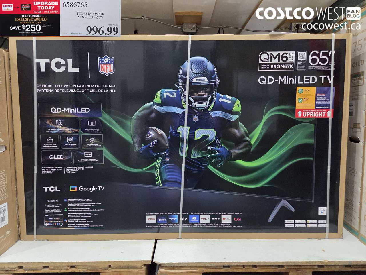 6586765 TCL 65-IN. QM67K MINI-LED 4K TV ($250.00 INSTANT SAVINGS EXPIRES ON 2026-05-17) $746.99