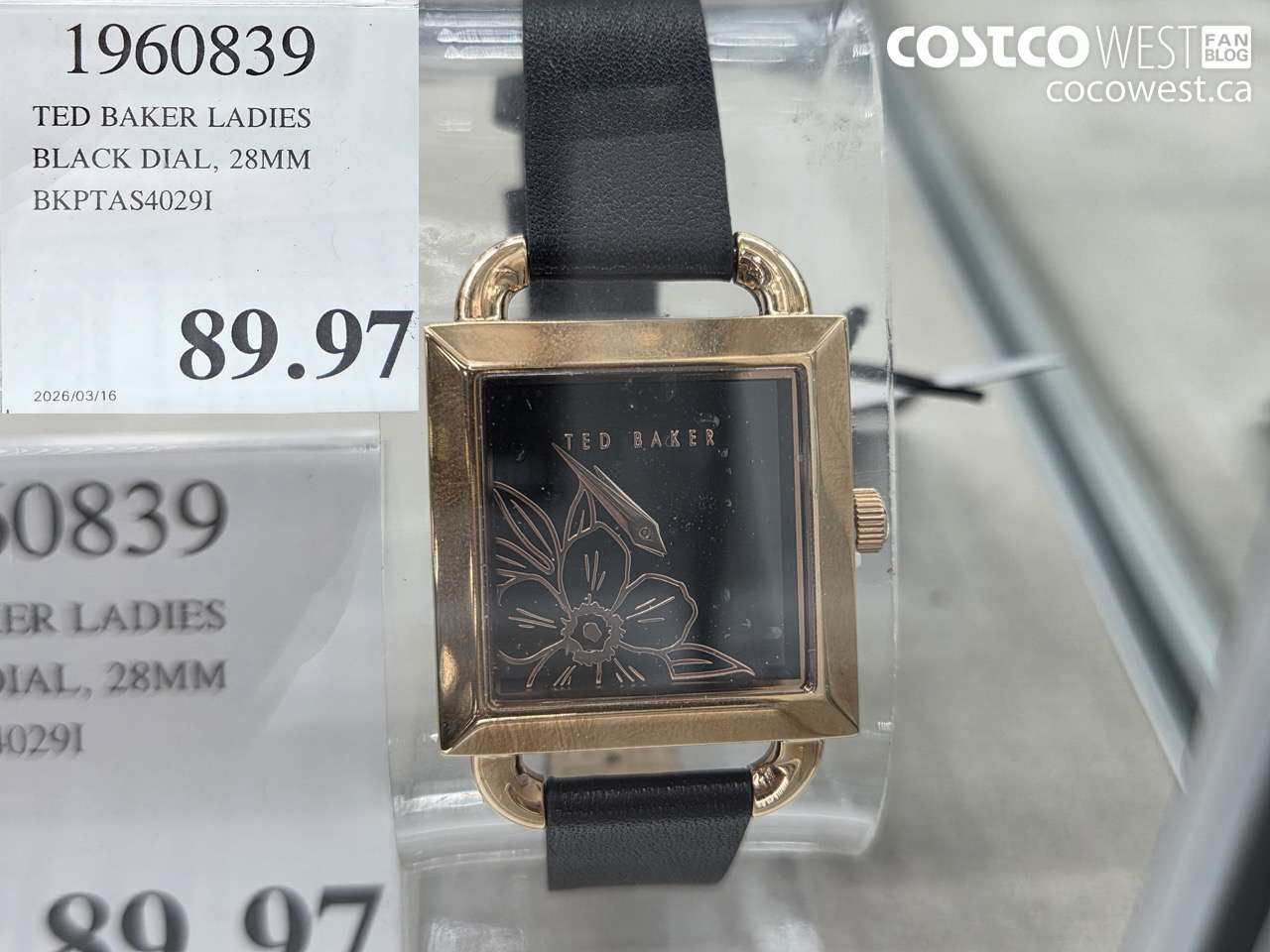 1960839 TED BAKER LADIES BLACK DIAL, 28MM BKPTAS4029I $89.97