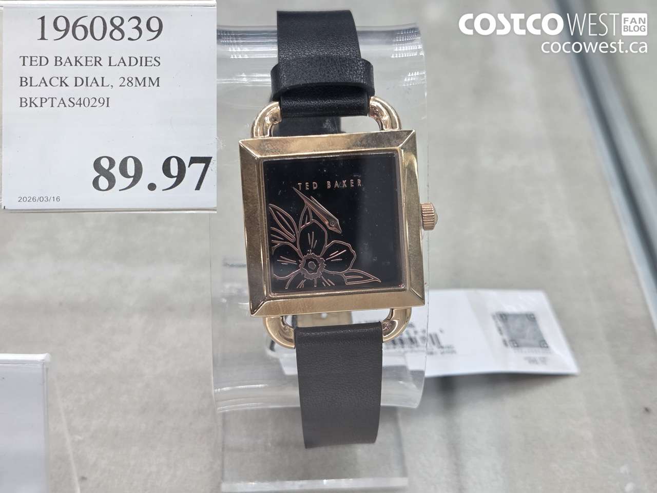 1960839 TED BAKER LADIES BLACK DIAL, 28MM BKPTAS4029I $89.97