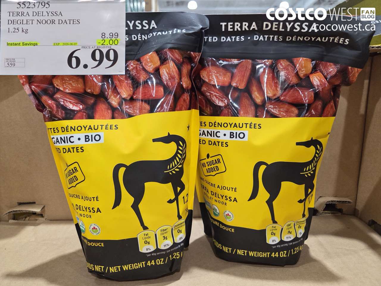 5523795 TERRA DELYSSA DEGLET NOOR DATES 1.25 KG ($2.00 INSTANT SAVINGS EXPIRES ON 2026-06-07) $6.99