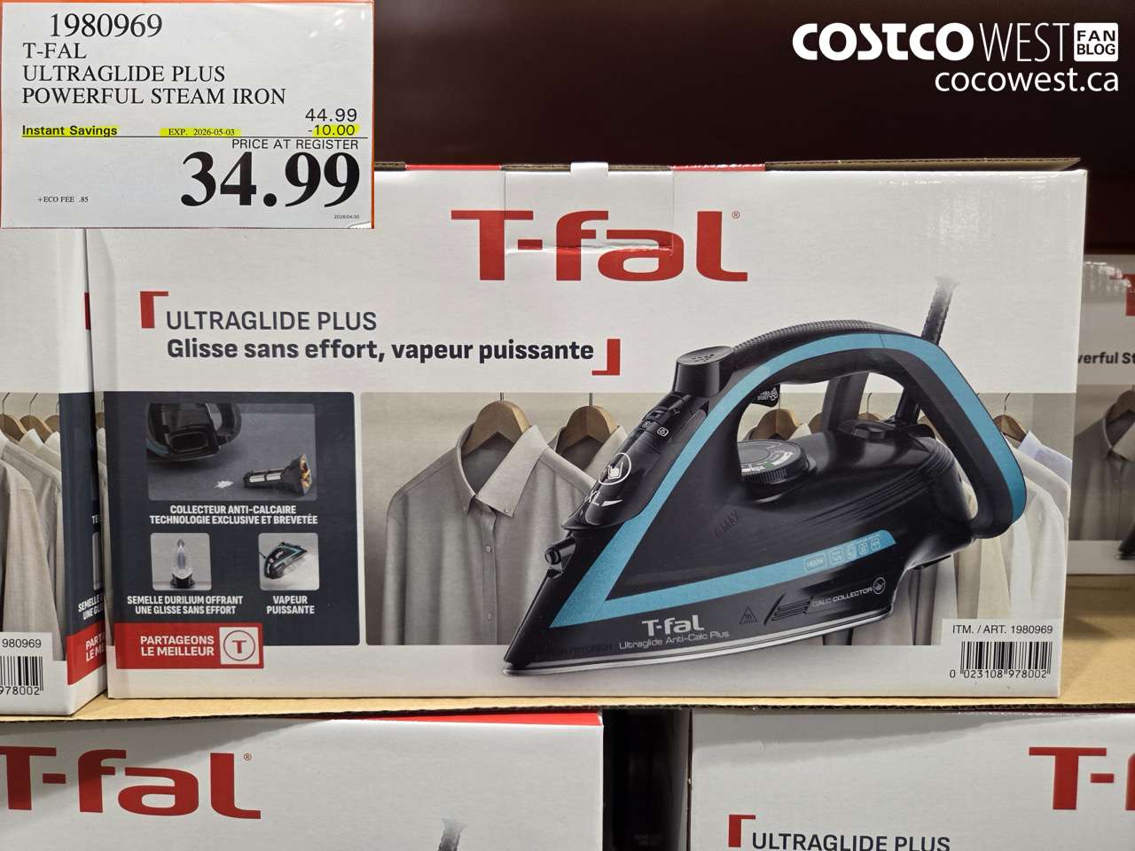 1980969 T-FAL ULTRAGLIDE PLUS POWERFUL STEAM IRON ($10.00 INSTANT SAVINGS EXPIRES ON 2026-05-03) $34.99