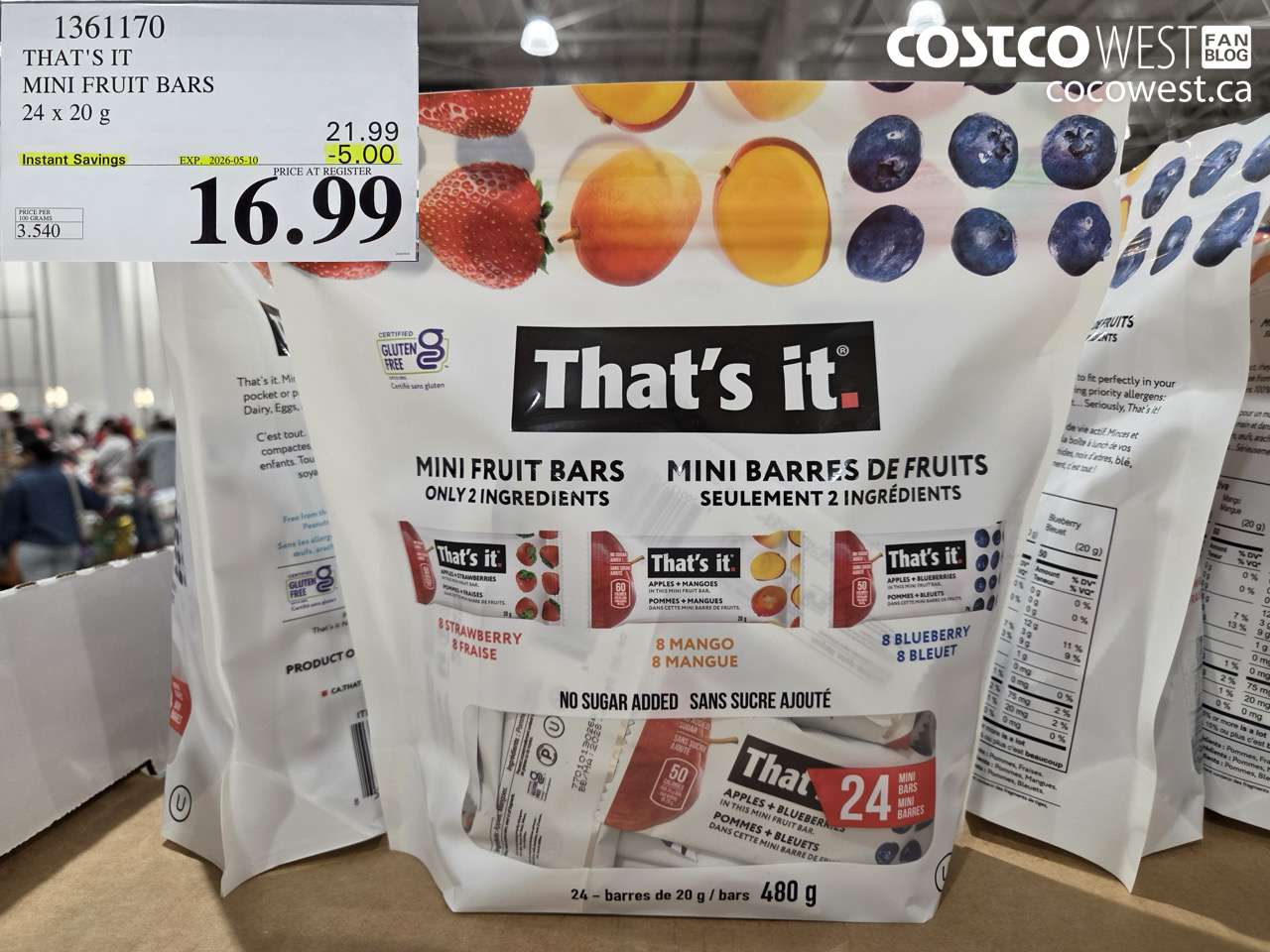 1361170 THAT'S IT MINI FRUIT BARS 24 X 20 G ($5.00 INSTANT SAVINGS EXPIRES ON 2026-05-10) $16.99