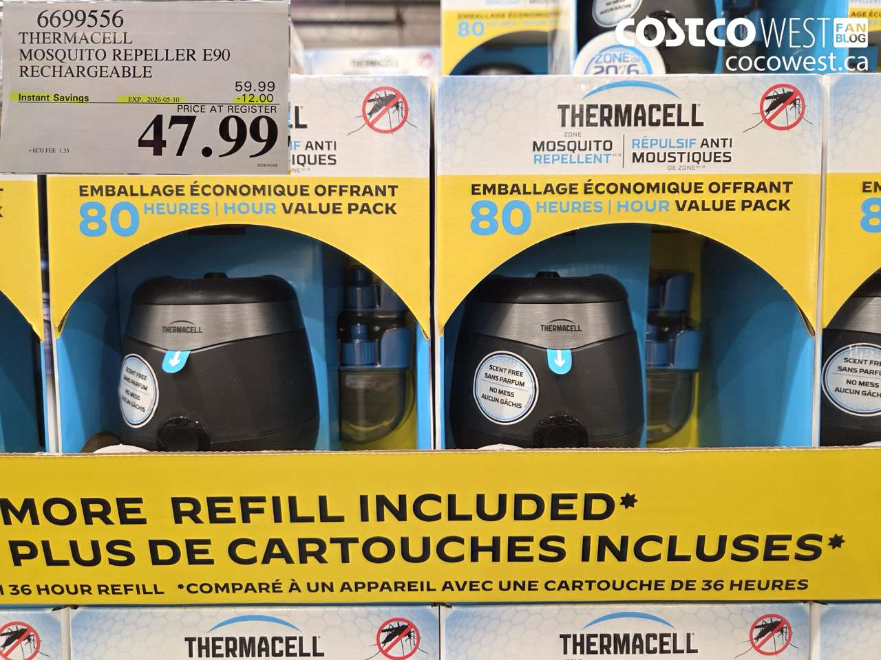 6699556 THERMACELL MOSQUITO REPELLER E90 RECHARGEABLE ($12.00 INSTANT SAVINGS EXPIRES ON 2026-05-10) $47.99