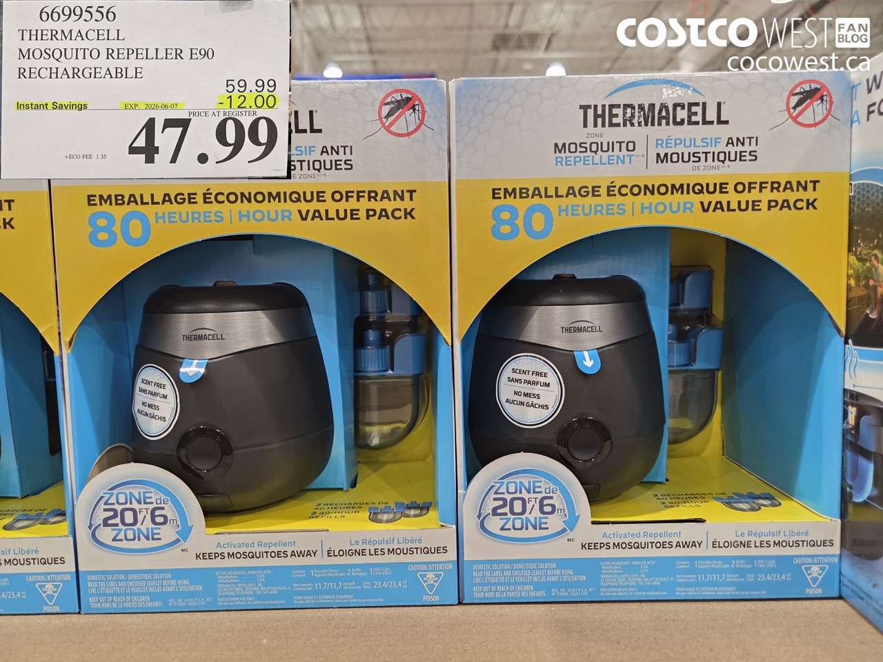 6699556 THERMACELL MOSQUITO REPELLER E90 RECHARGEABLE ($12.00 INSTANT SAVINGS EXPIRES ON 2026-06-07) $47.99