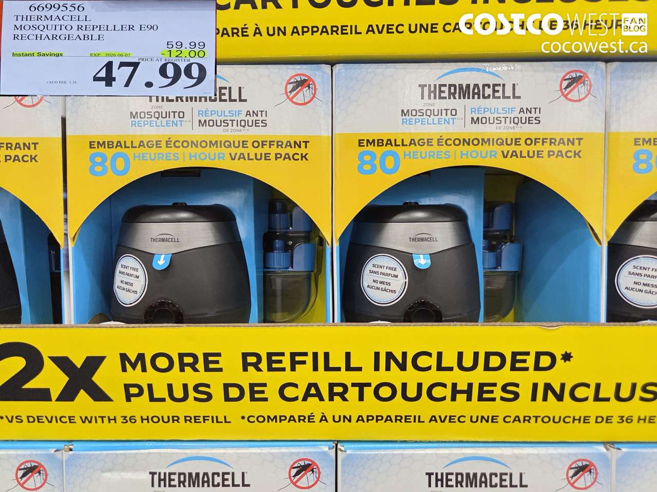6699556 THERMACELL MOSQUITO REPELLER E90 RECHARGEABLE ($12.00 INSTANT SAVINGS EXPIRES ON 2026-06-07) $47.99