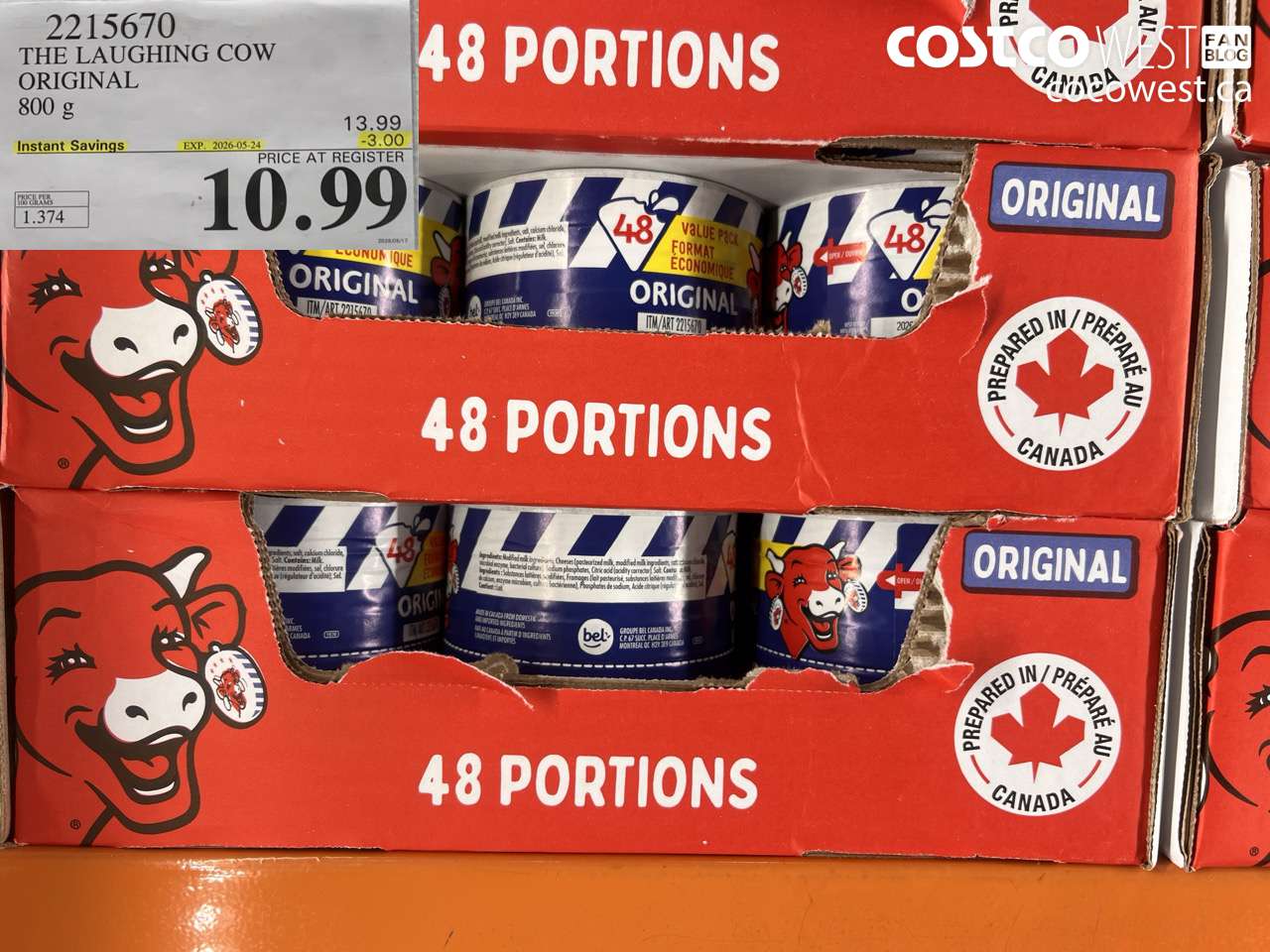 2215670 THE LAUGHING COW ORIGINAL 800 G ($3.00 INSTANT SAVINGS EXPIRES ON 2026-05-24) $10.99