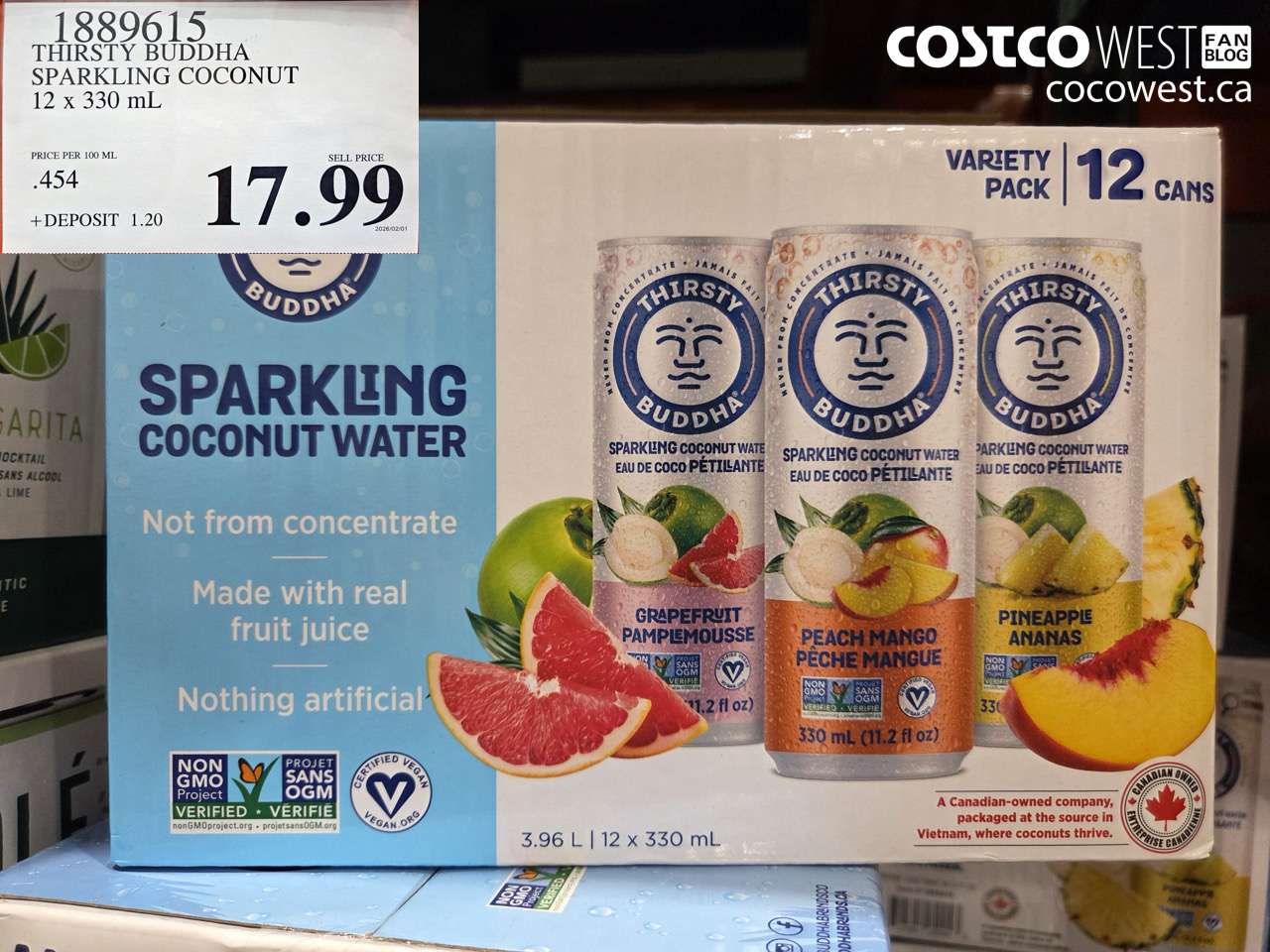 1889615 THIRSTY BUDDHA SPARKLING COCONUT 12 X 330 ML $17.99
