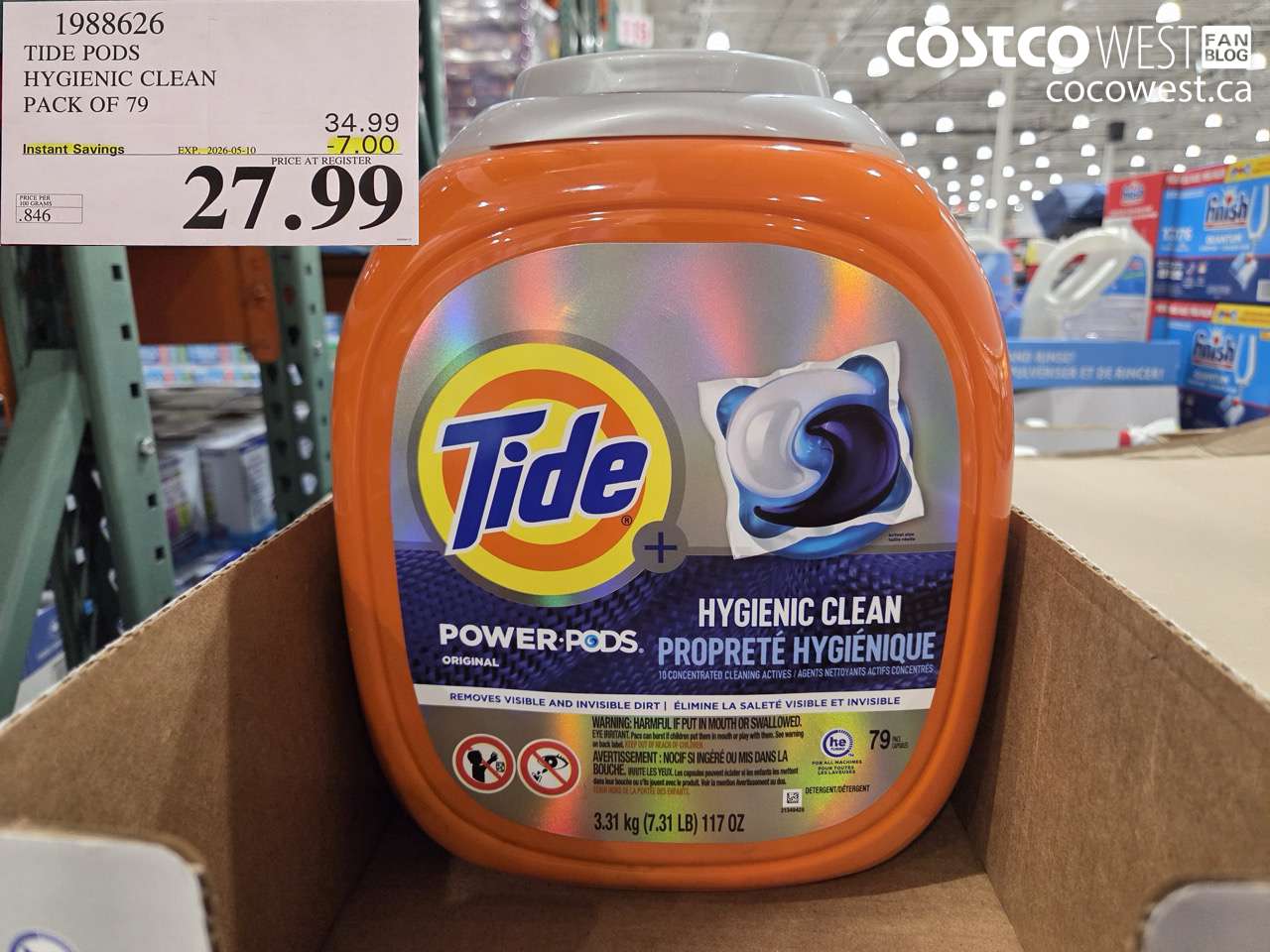 1988626 TIDE PODS HYGIENIC CLEAN PACK OF 79 ($7.00 INSTANT SAVINGS EXPIRES ON 2026-05-10) $27.99