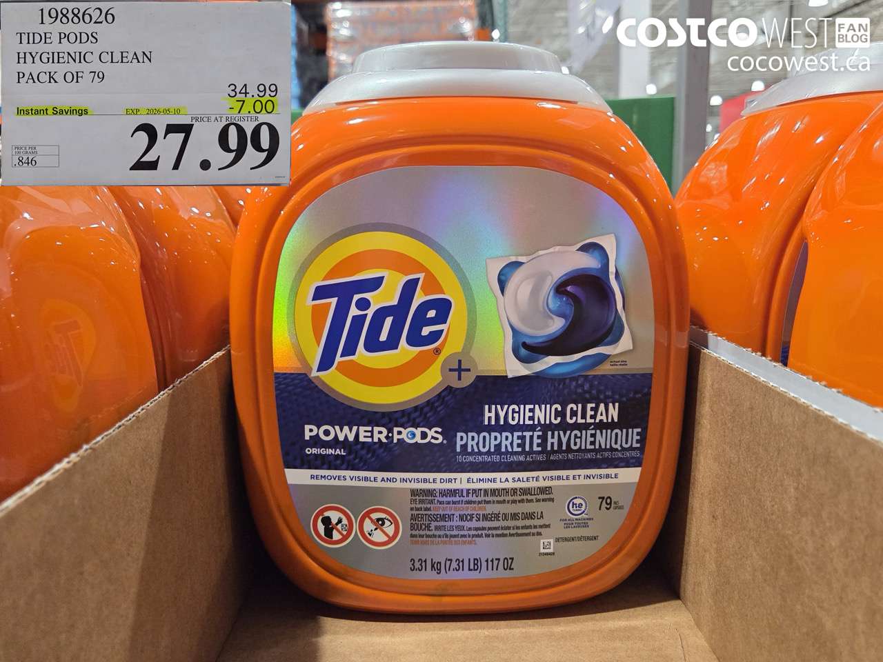 1988626 TIDE PODS HYGIENIC CLEAN PACK OF 79 ($7.00 INSTANT SAVINGS EXPIRES ON 2026-05-10) $27.99