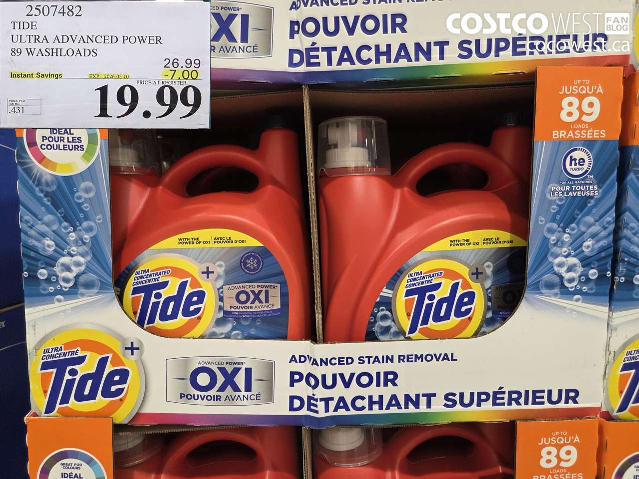 2507482 TIDE ULTRA ADVANCED POWER 89 WASHLOADS ($7.00 INSTANT SAVINGS EXPIRES ON 2026-05-10) $19.99