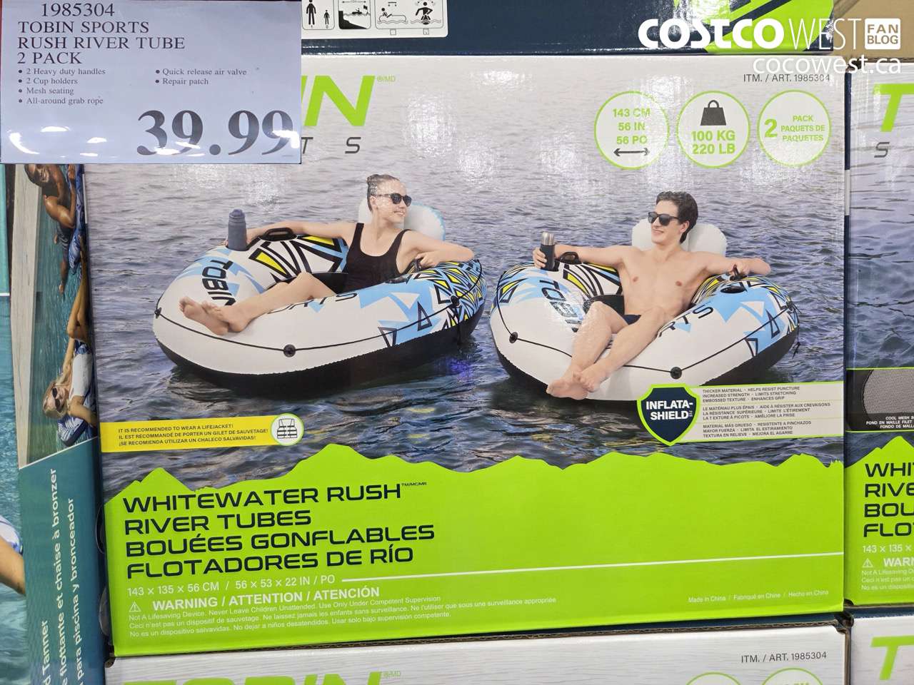 1985304 TOBIN SPORTS RUSH RIVER TUBE 2 PACK $39.99