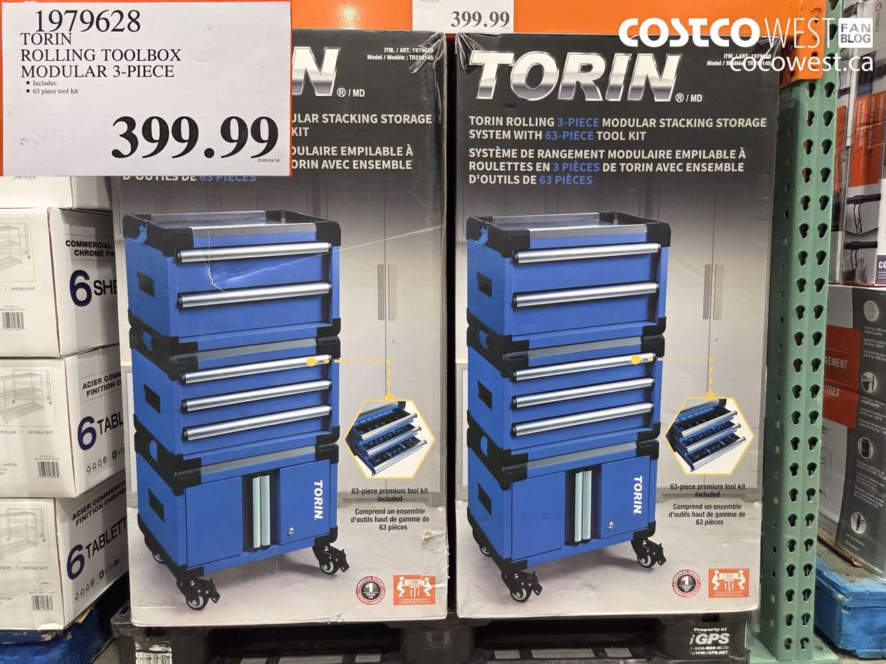 1979628 TORIN ROLLING TOOLBOX MODULAR 3-PIECE $399.99