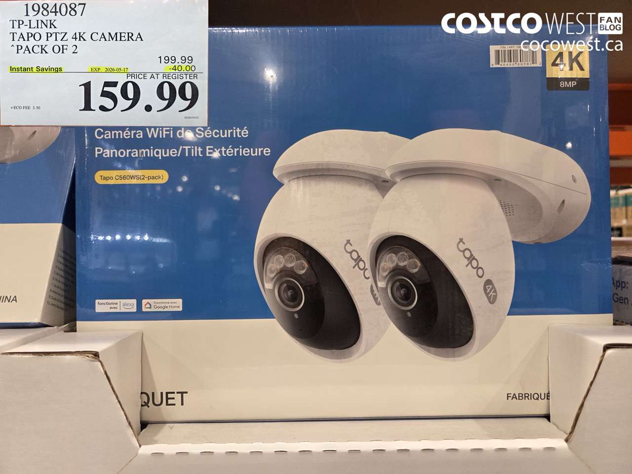 1984087 TP-LINK TAPO PTZ 4K CAMERA PACK OF 2 ($40.00 INSTANT SAVINGS EXPIRES ON 2026-05-17) $159.99