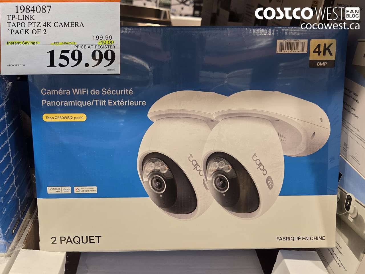 1984087 TP-LINK TAPO PTZ 4K CAMERA PACK OF 2 ($40.00 INSTANT SAVINGS EXPIRES ON 2026-05-17) $159.99