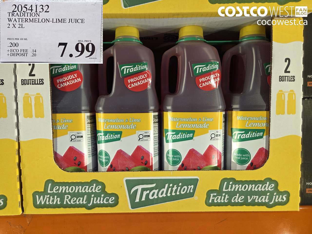 2054132 TRADITION WATERMELON-LIME JUICE 2 X 2L $7.99