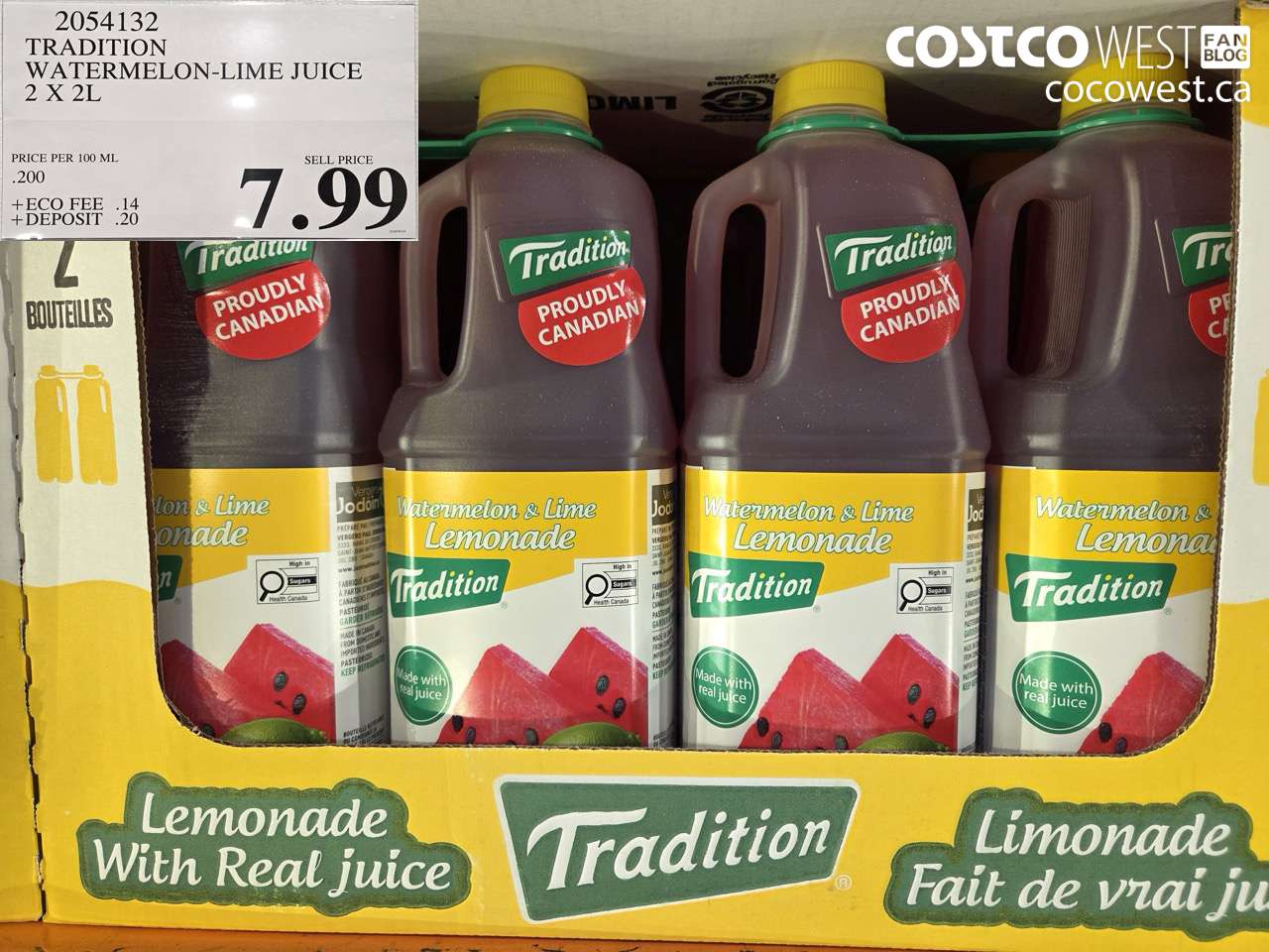 2054132 TRADITION WATERMELON-LIME JUICE 2 X 2L $7.99