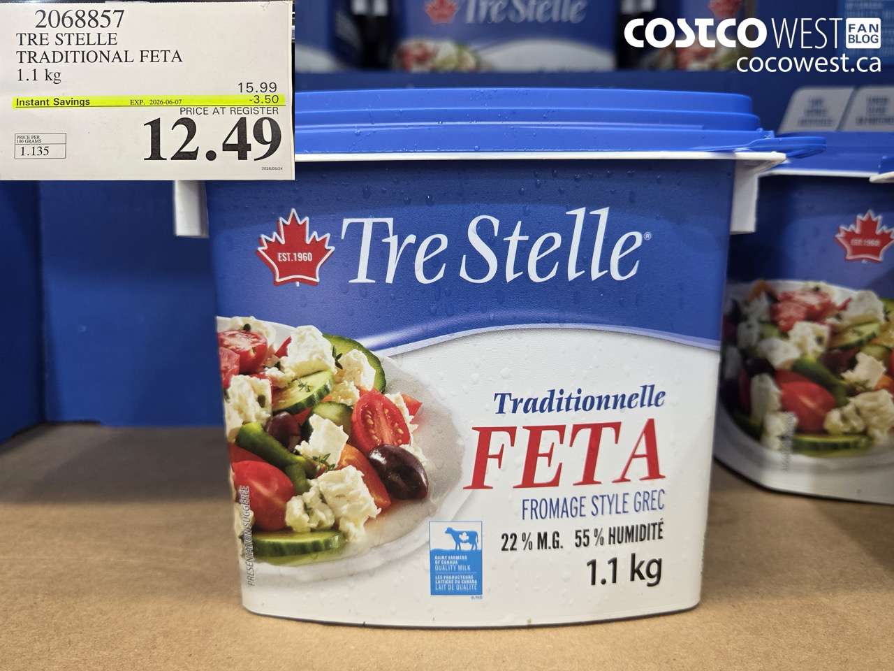 2068857 TRE STELLE TRADITIONAL FETA 1.1 KG ($3.50 INSTANT SAVINGS EXPIRES ON 2026-06-07) $12.49