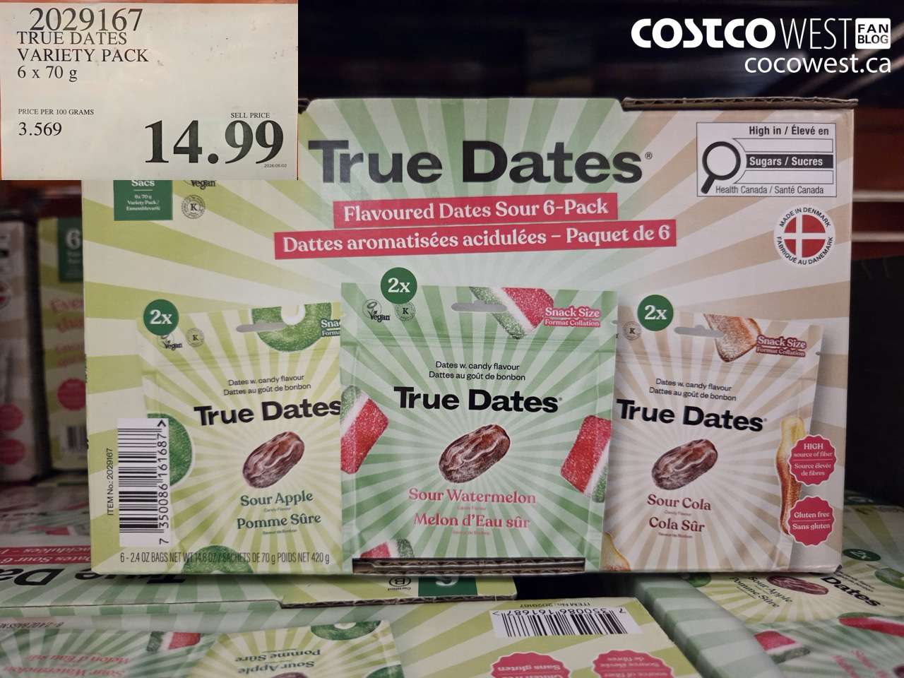 2029167 TRUE DATES VARIETY PACK 6 X 70 G $14.99