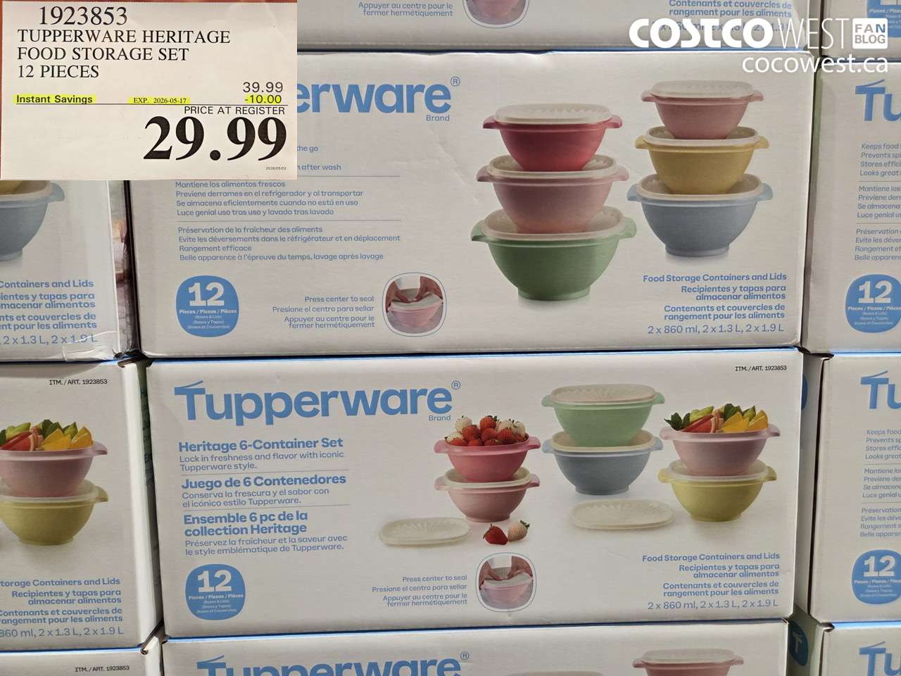 1923853 TUPPERWARE HERITAGE FOOD STORAGE SET 12 PIECES ($10.00 INSTANT SAVINGS EXPIRES ON 2026-05-17) $29.99