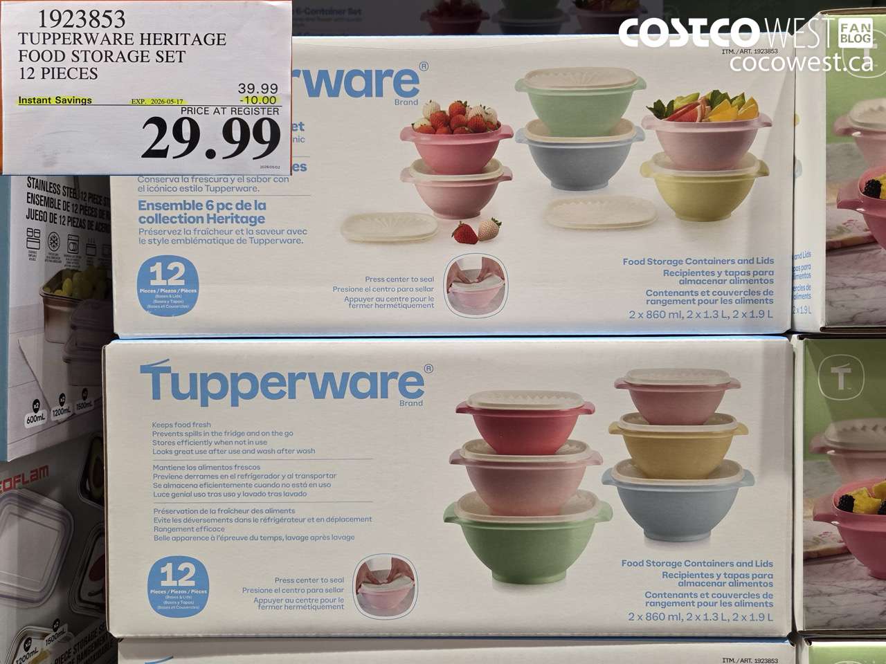 1923853 TUPPERWARE HERITAGE FOOD STORAGE SET 12 PIECES ($10.00 INSTANT SAVINGS EXPIRES ON 2026-05-17) $29.99
