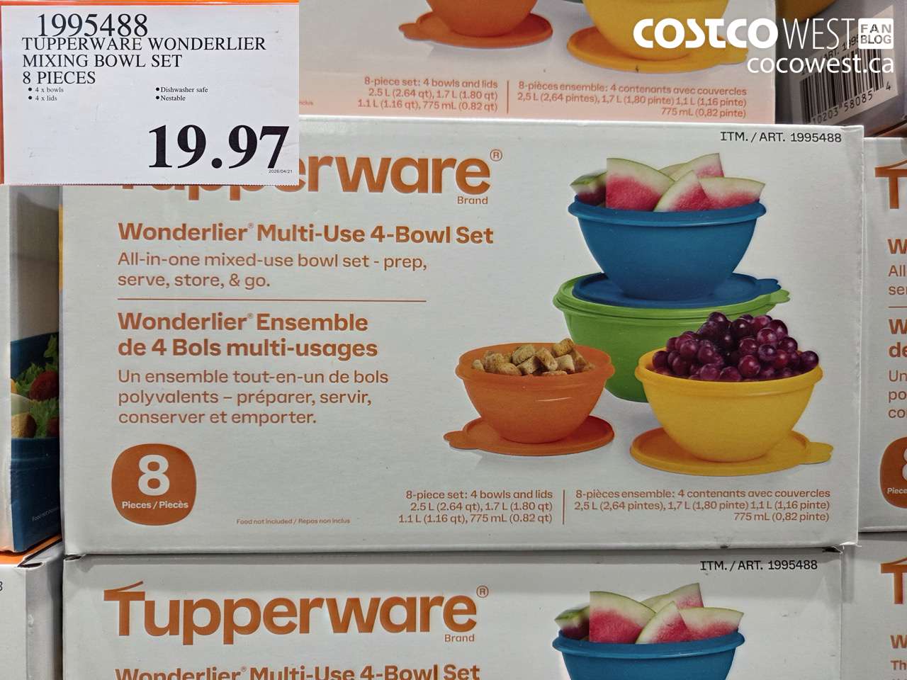 1995488 TUPPERWARE WONDERLIER MIXING BOWL SET 8 PIECES $19.97