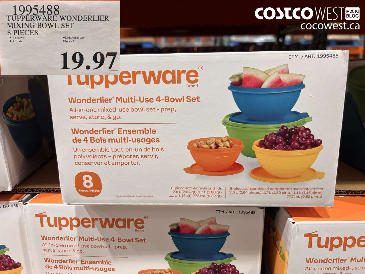 1995488 TUPPERWARE WONDERLIER MIXING BOWL SET 8 PIECES $19.97