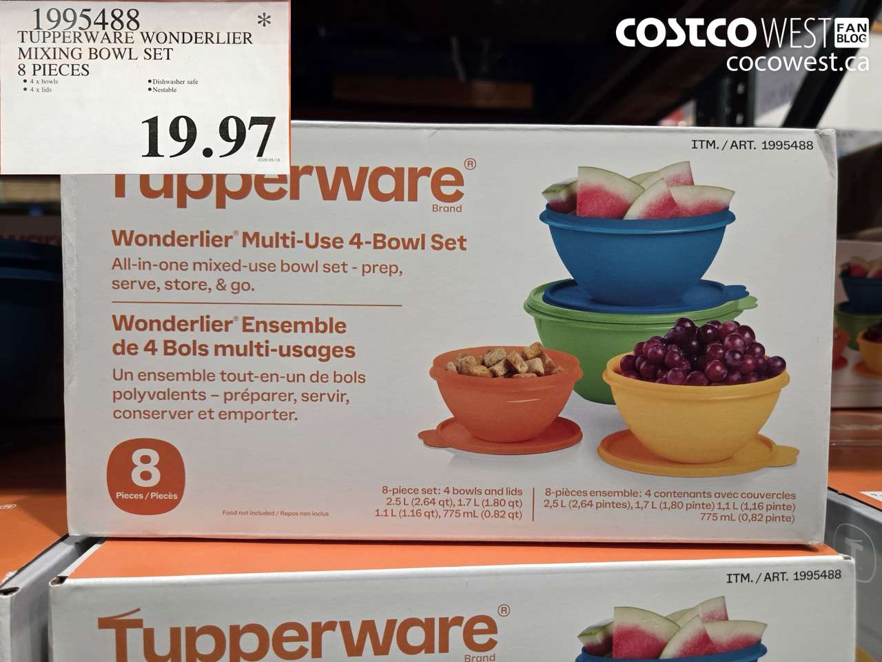 1995488 TUPPERWARE WONDERLIER MIXING BOWL SET 8 PIECES $19.97