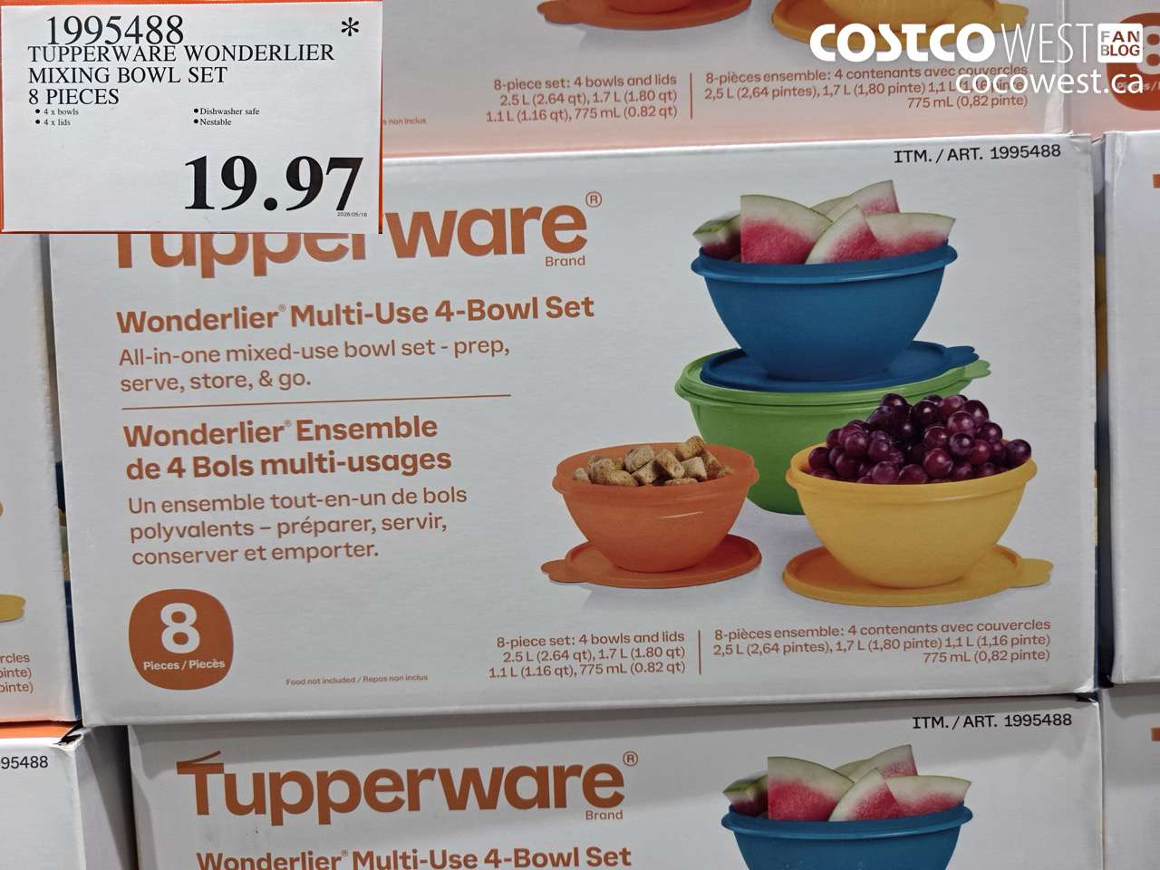 1995488 TUPPERWARE WONDERLIER MIXING BOWL SET 8 PIECES $19.97