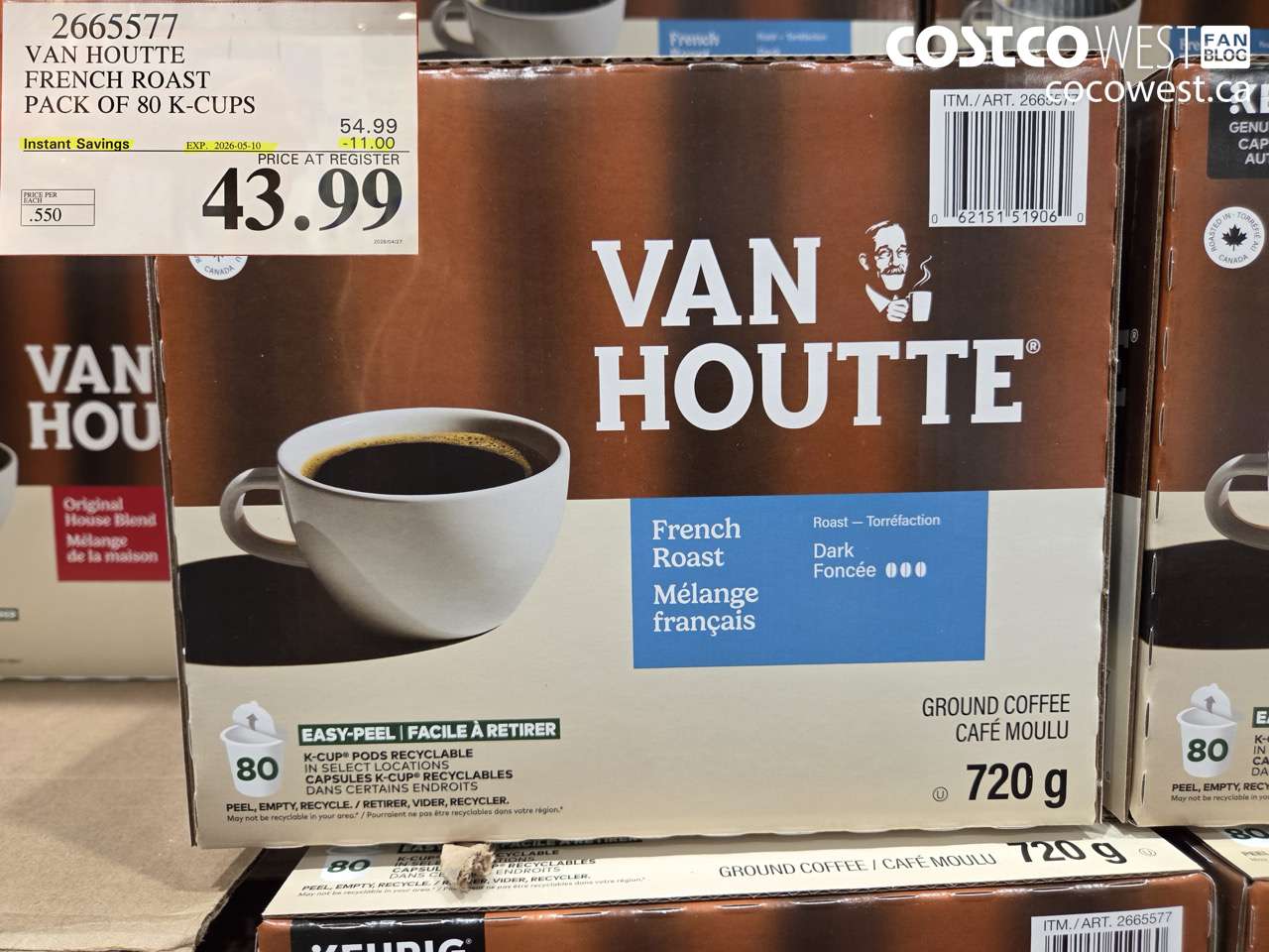 2665577 VAN HOUTTE FRENCH ROAST PACK OF 80 K-CUPS ($11.00 INSTANT SAVINGS EXPIRES ON 2026-05-10) $43.99