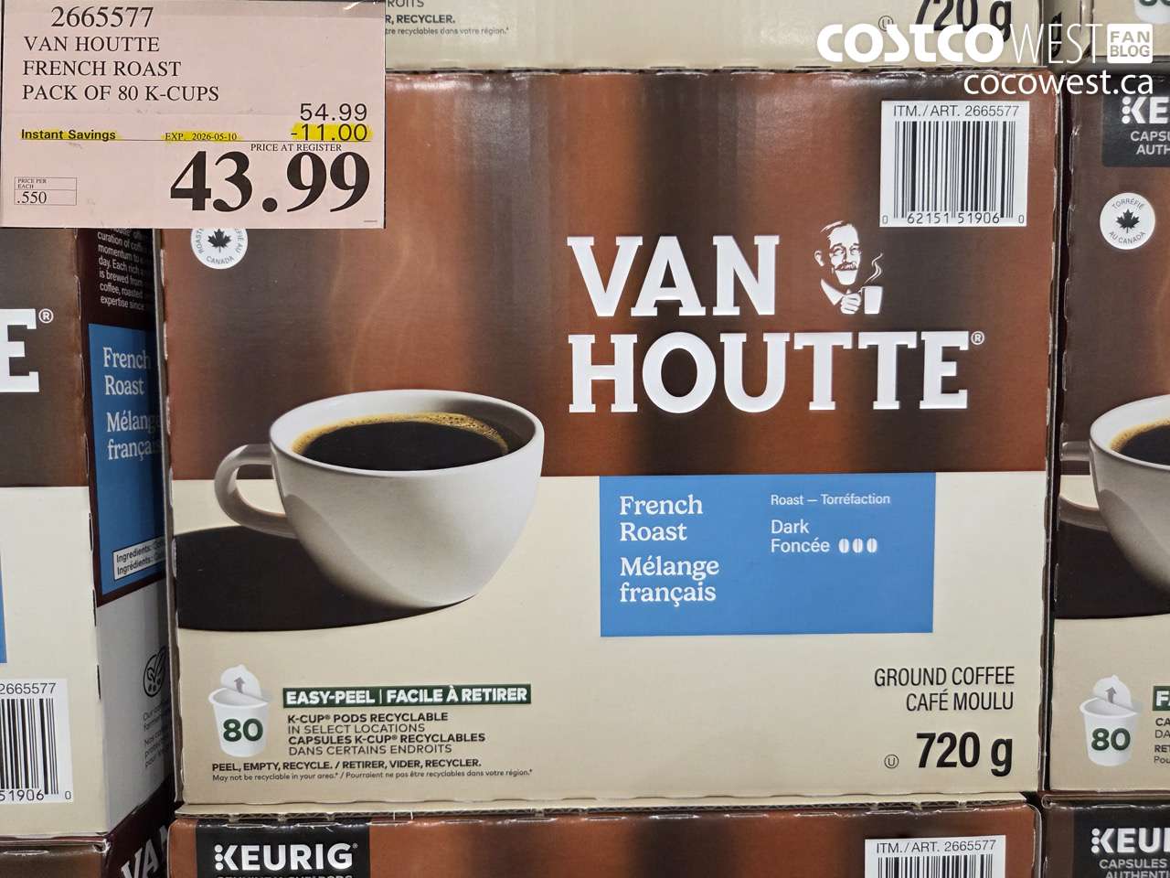 2665577 VAN HOUTTE FRENCH ROAST PACK OF 80 K-CUPS ($11.00 INSTANT SAVINGS EXPIRES ON 2026-05-10) $43.99