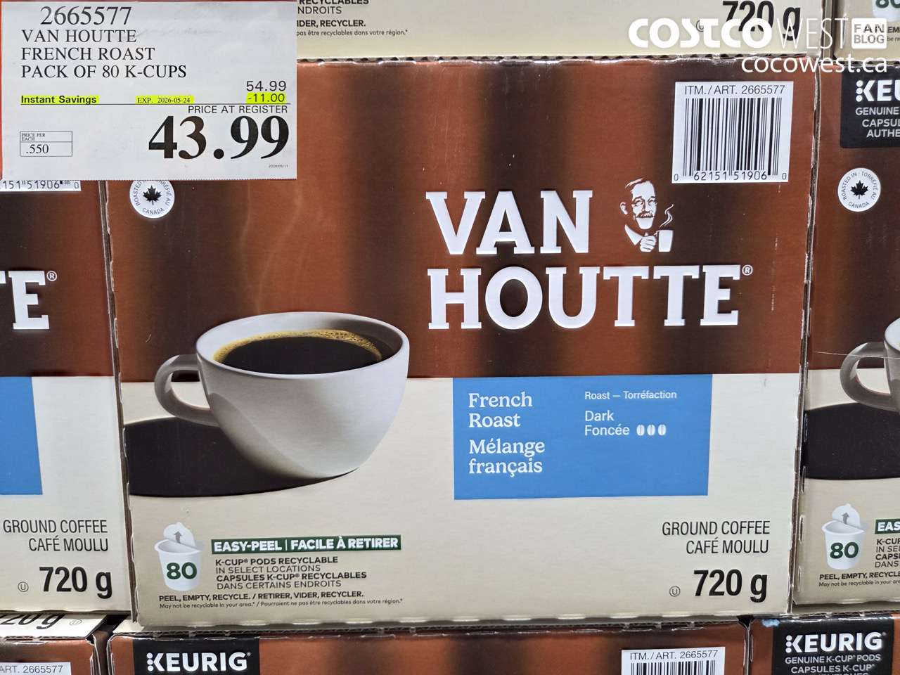 2665577 VAN HOUTTE FRENCH ROAST PACK OF 80 K-CUPS ($11.00 INSTANT SAVINGS EXPIRES ON 2026-05-24) $43.99