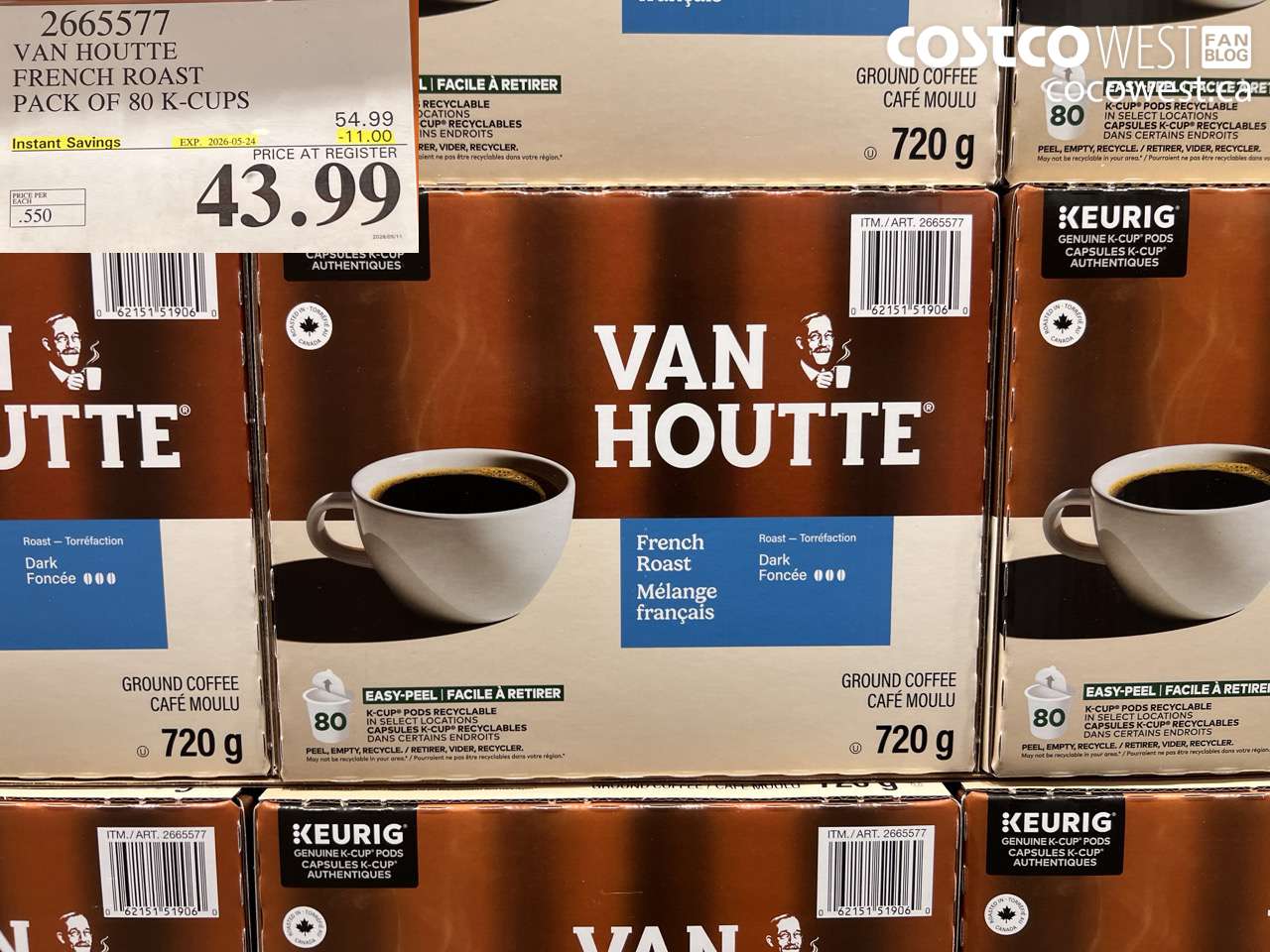 2665577 VAN HOUTTE FRENCH ROAST PACK OF 80 K-CUPS ($11.00 INSTANT SAVINGS EXPIRES ON 2026-05-24) $43.99