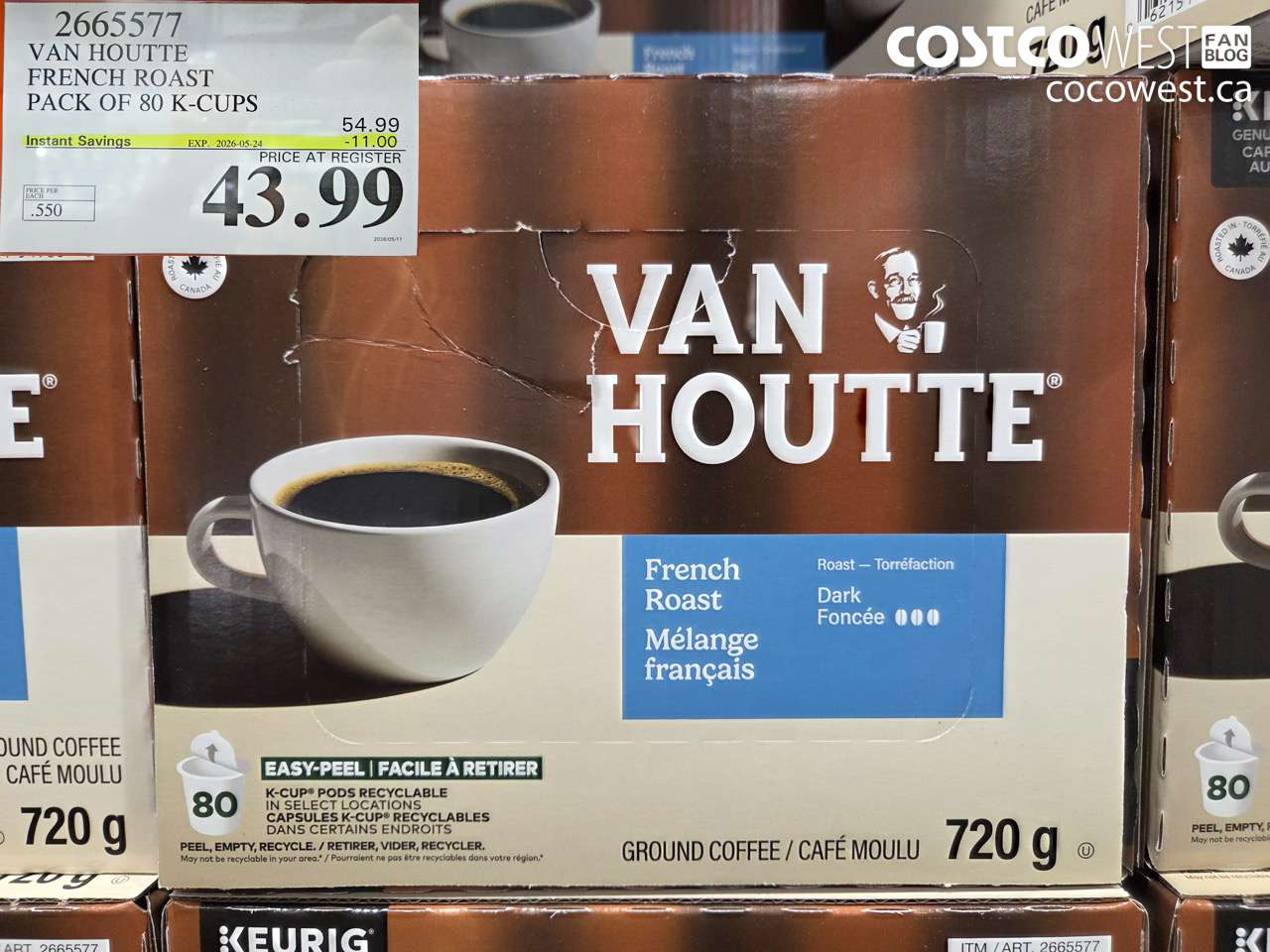 2665577 VAN HOUTTE FRENCH ROAST PACK OF 80 K-CUPS ($11.00 INSTANT SAVINGS EXPIRES ON 2026-05-24) $43.99