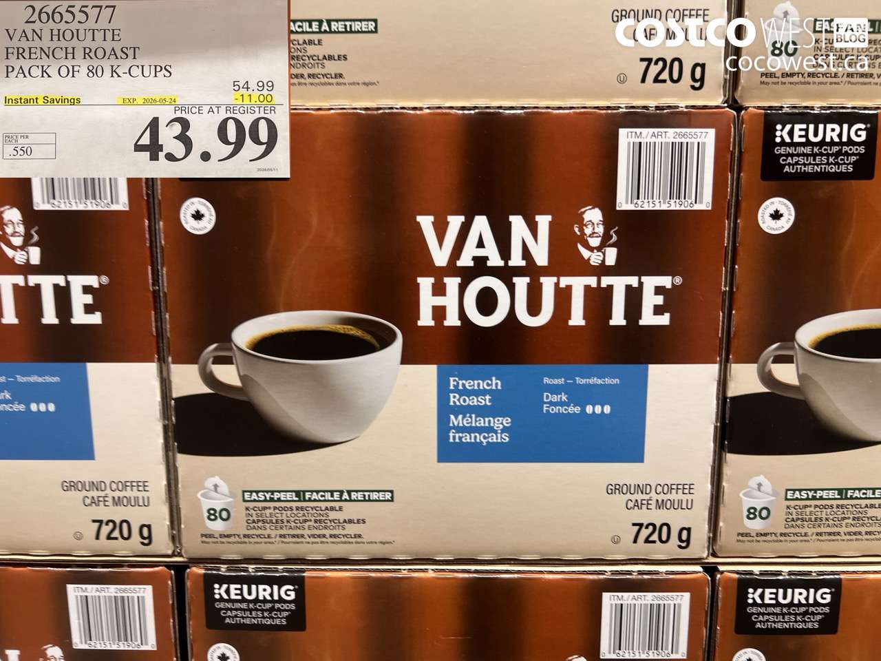 2665577 VAN HOUTTE FRENCH ROAST PACK OF 80 K-CUPS ($11.00 INSTANT SAVINGS EXPIRES ON 2026-05-24) $43.99
