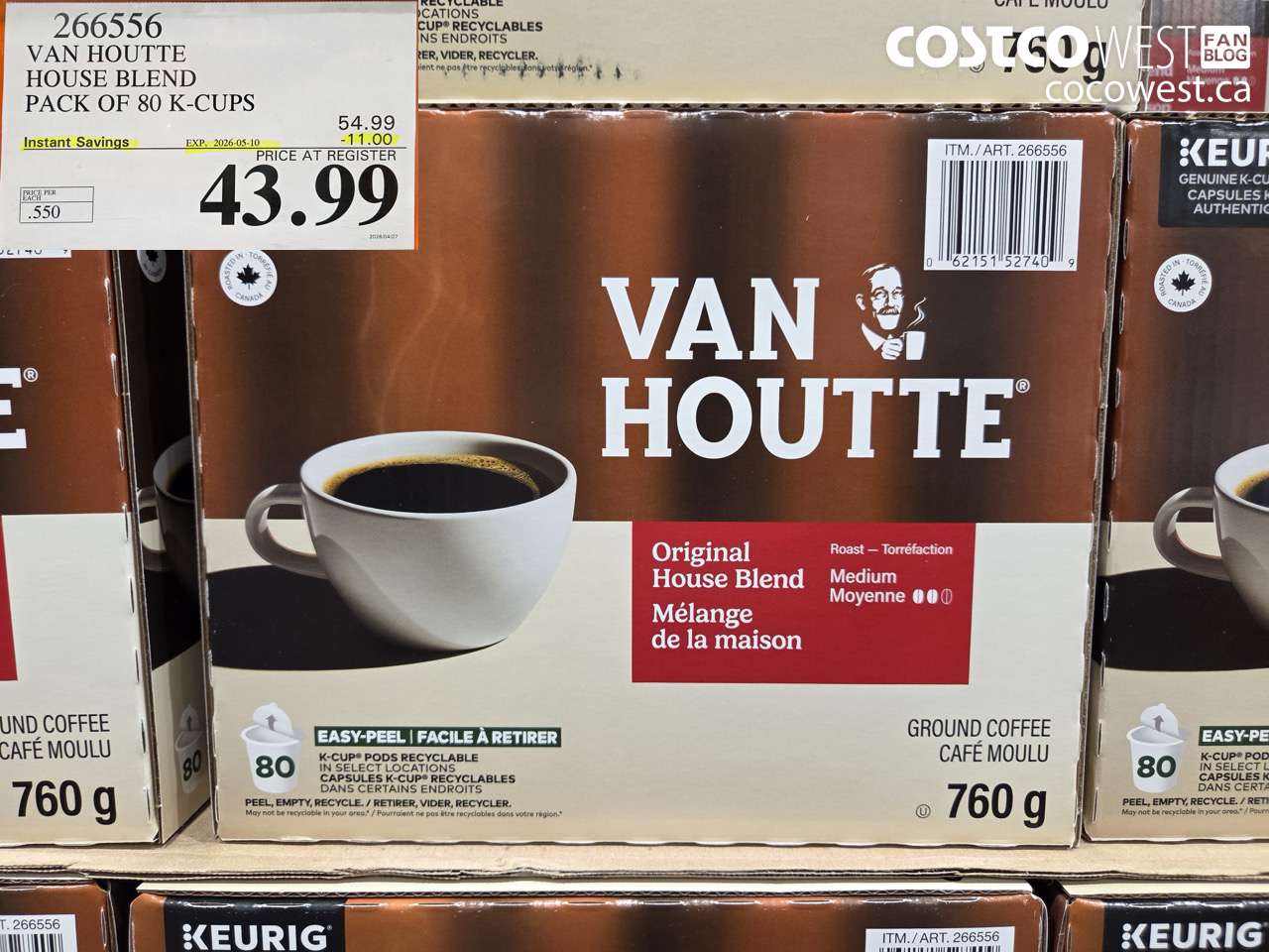 26656 VAN HOUTTE HOUSE BLEND PACK OF 80 K-CUPS ($11.00 INSTANT SAVINGS EXPIRES ON 2026-05-10) $43.99