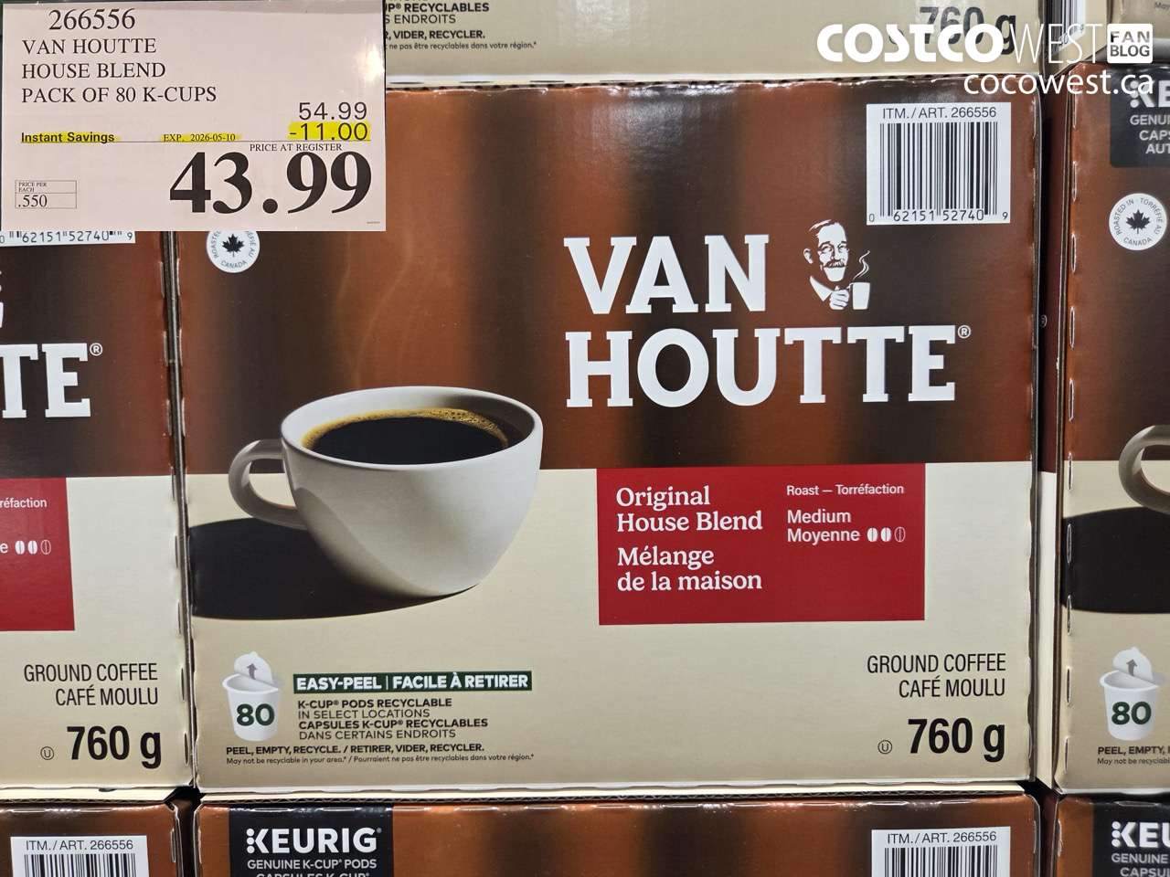 266556 VAN HOUTTE HOUSE BLEND PACK OF 80 K-CUPS ($11.00 INSTANT SAVINGS EXPIRES ON 2026-05-10) $43.99