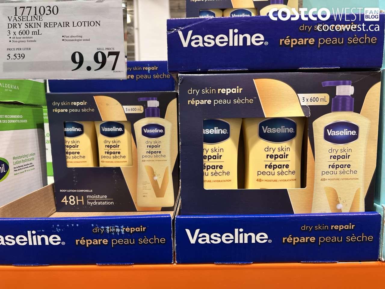 1771030 VASELINE DRY SKIN REPAIR LOTION 3 X 600 ML $9.97
