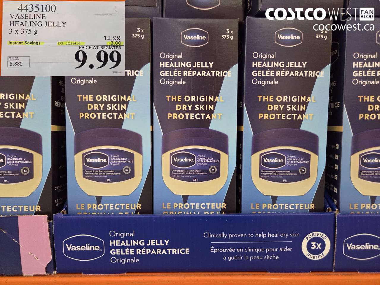 44353100 VASELINE HEALING JELLY 3 X 375 G ($3.00 INSTANT SAVINGS EXPIRES ON 2026-05-10) $9.99