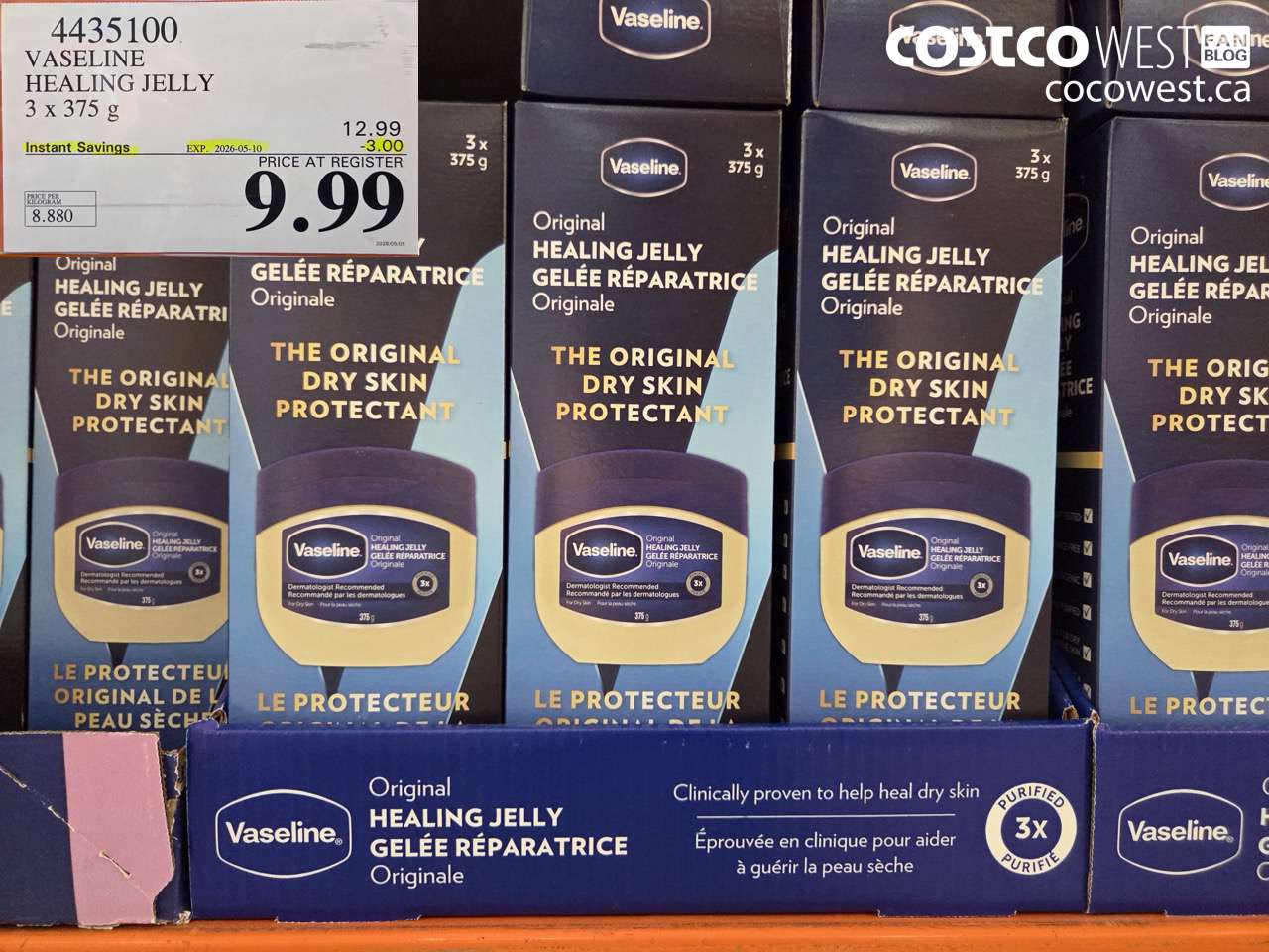 4435100 VASELINE HEALING JELLY 3 X 375 G ($3.00 INSTANT SAVINGS EXPIRES ON 2026-05-10) $9.99