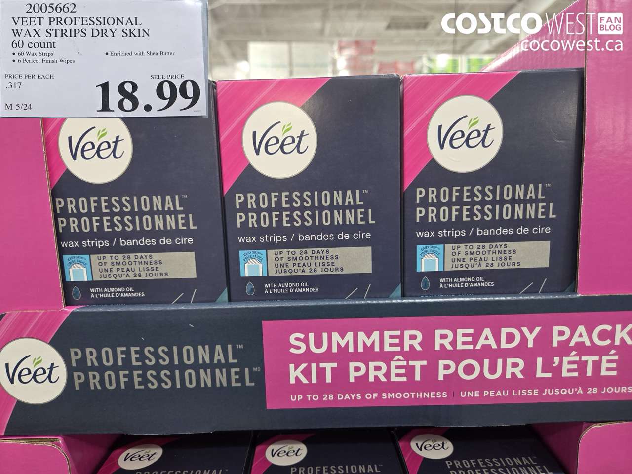 2005662 VEET PROFESSIONAL WAX STRIPS DRY SKIN 60 COUNT $18.99