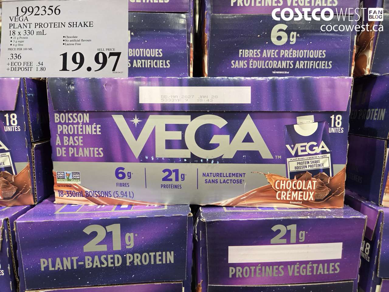 19992356 VEGA PLANT PROTEIN SHAKE 18 X 330 ML $19.97