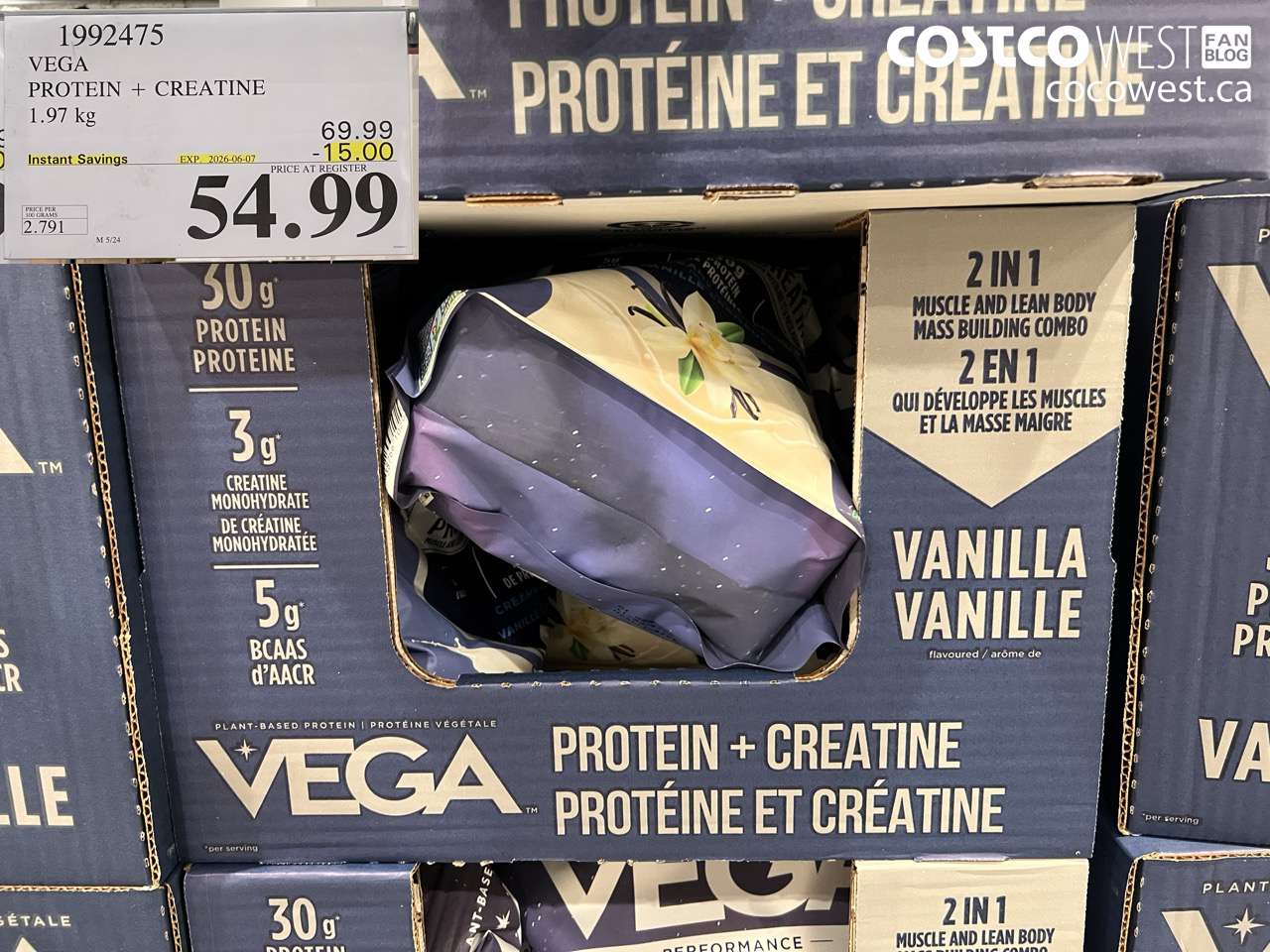 1992475 VEGA PROTEIN + CREATINE 1.97 KG ($15.00 INSTANT SAVINGS EXPIRES ON 2026-06-07) $54.99