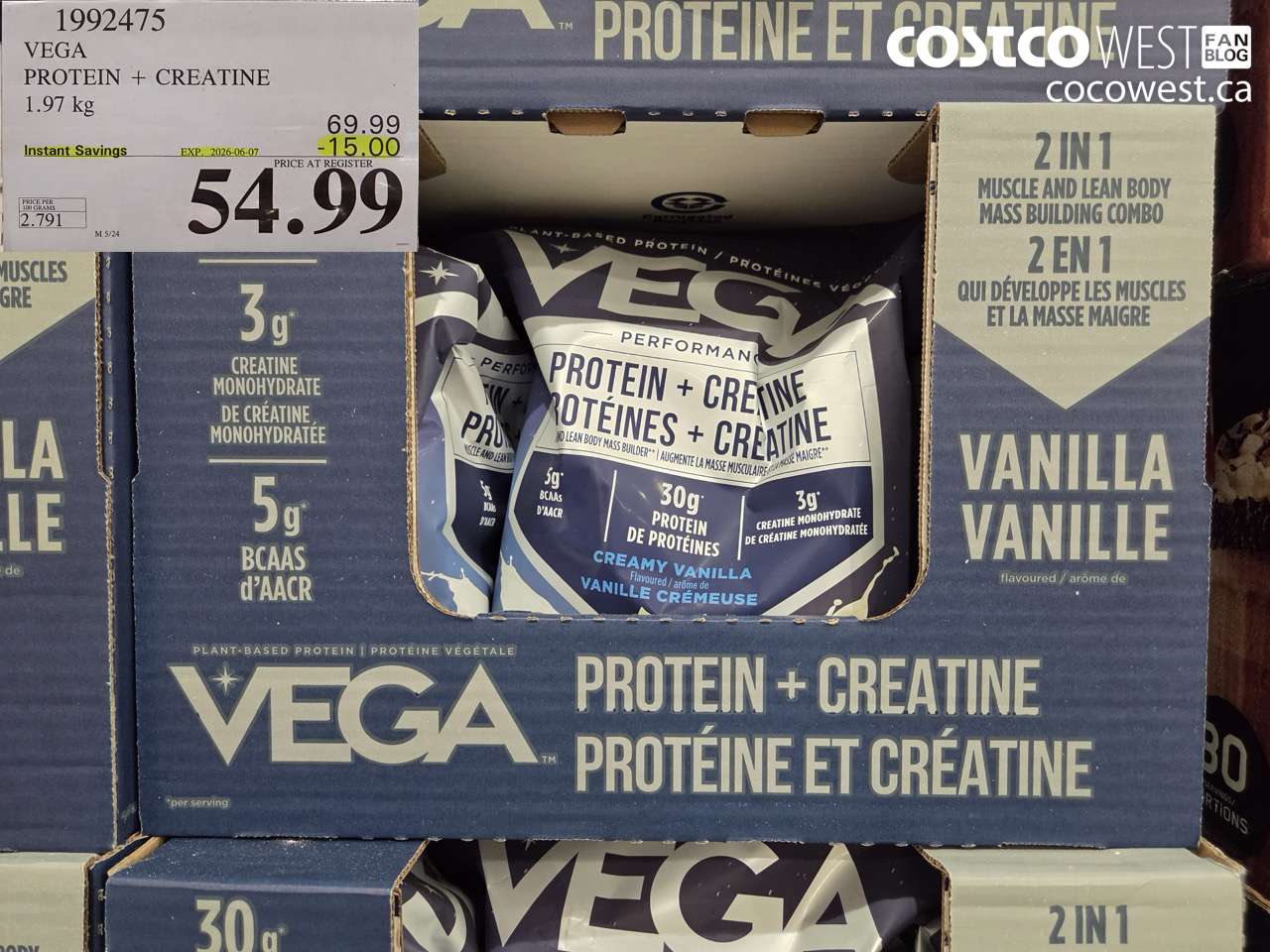 1992475 VEGA PROTEIN + CREATINE 1.97 KG ($15.00 INSTANT SAVINGS EXPIRES ON 2026-06-07) $54.99