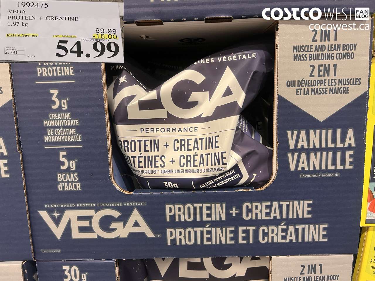 1992475 VEGA PROTEIN + CREATINE 1.97 KG ($15.00 INSTANT SAVINGS EXPIRES ON 2026-06-07) $54.99